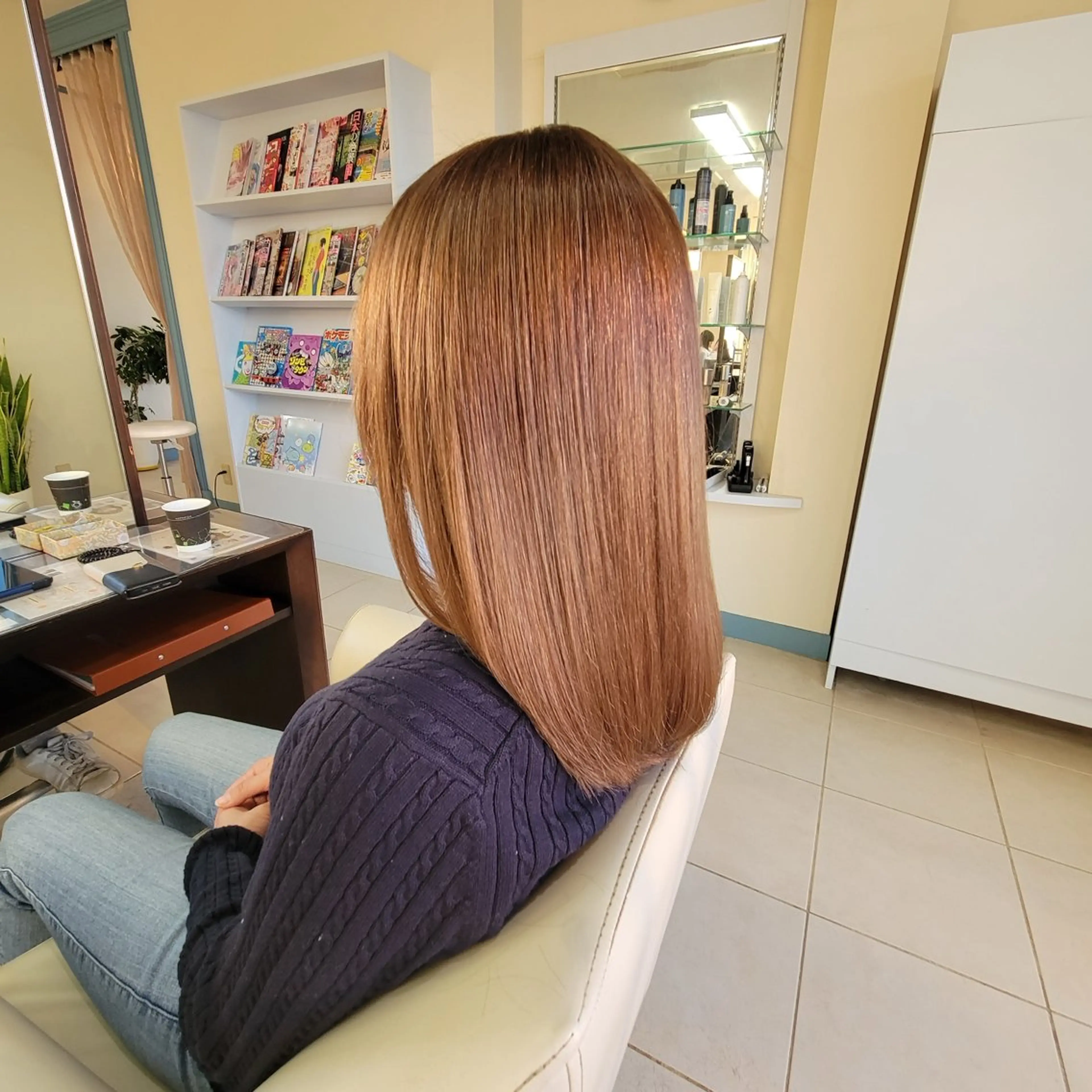 ミディアム カラー ベージュカラー ブリーチ オレンジ オレンジベージュ ヘアカラー 髪質改善/店長/ 稲葉史泰のヘアスタイル