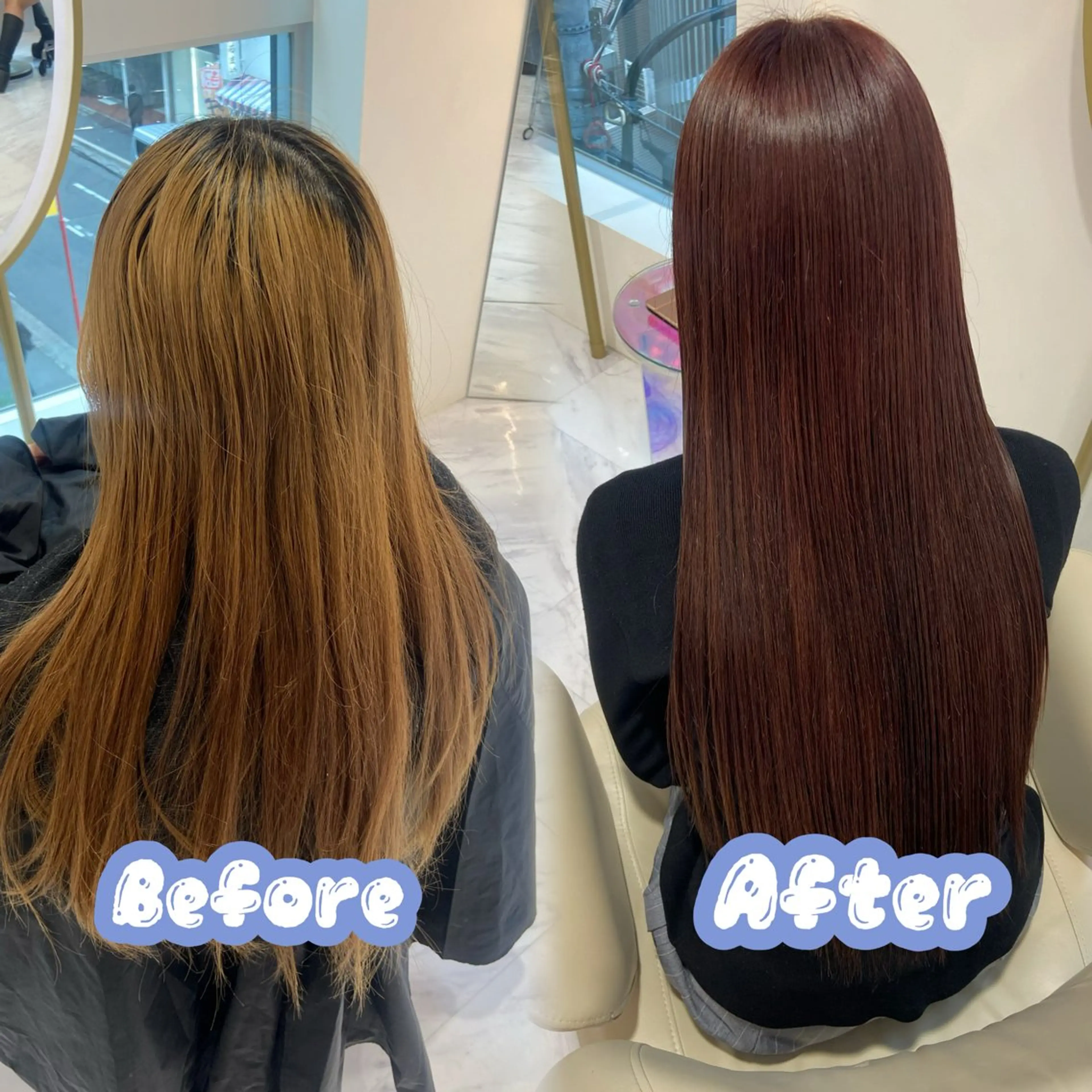 ロング カラー ブリーチ ブラウンカラー ピンクカラー ピンクブラウン カット ヘアカラー 名駅/ハイトーン /Y2k/YUNAのヘアスタイル