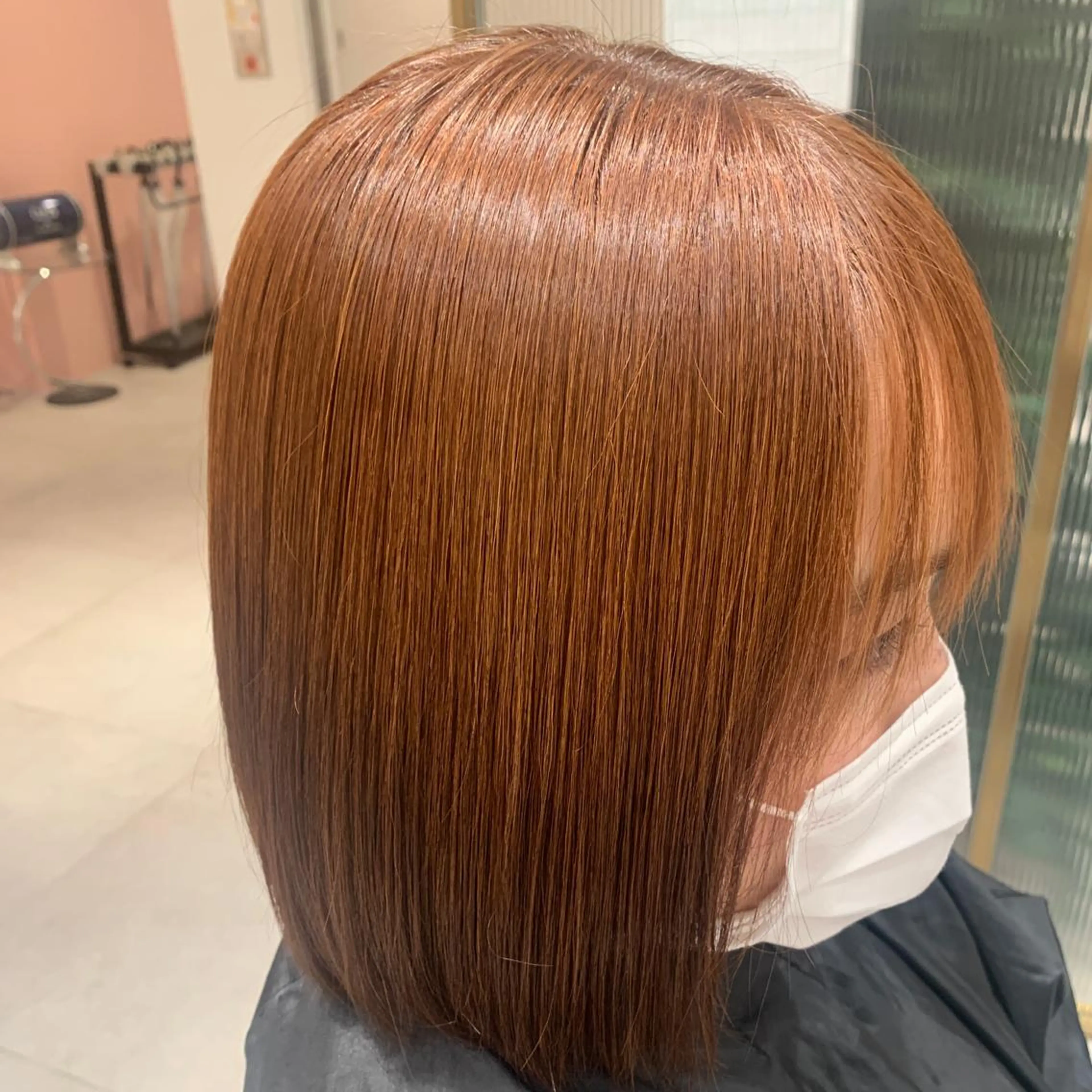 カラー アプリコットブラウン ブリーチ ブラウンカラー ブリーチなしカラー 透明感カラー/レイヤ ーhinata.のヘアスタイル