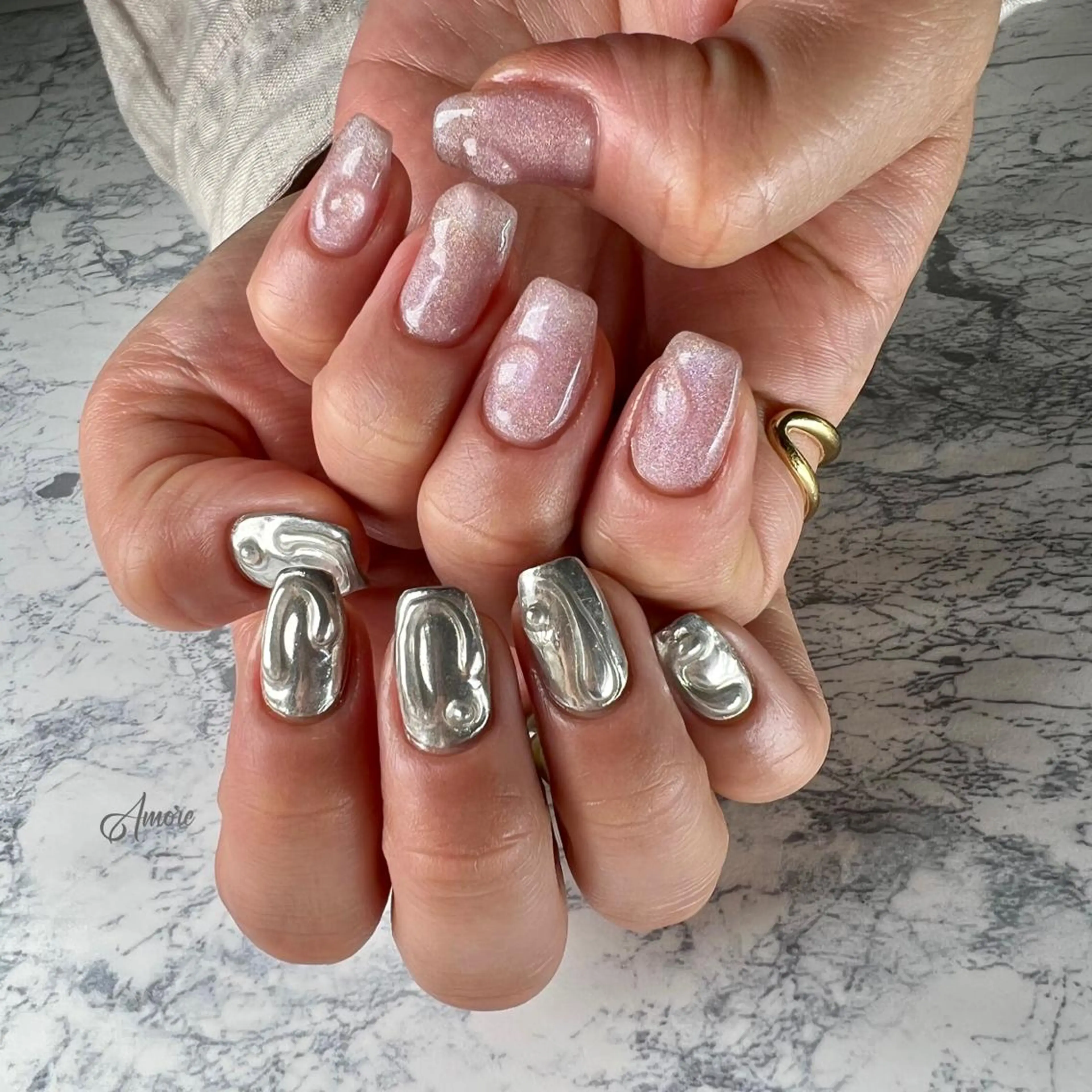 ネイル ジェルネイル 氷ネイル・うるうるネイル マグネットネイル ミラーネイル ニュアンスネイル You kyehwaのネイルデザイン