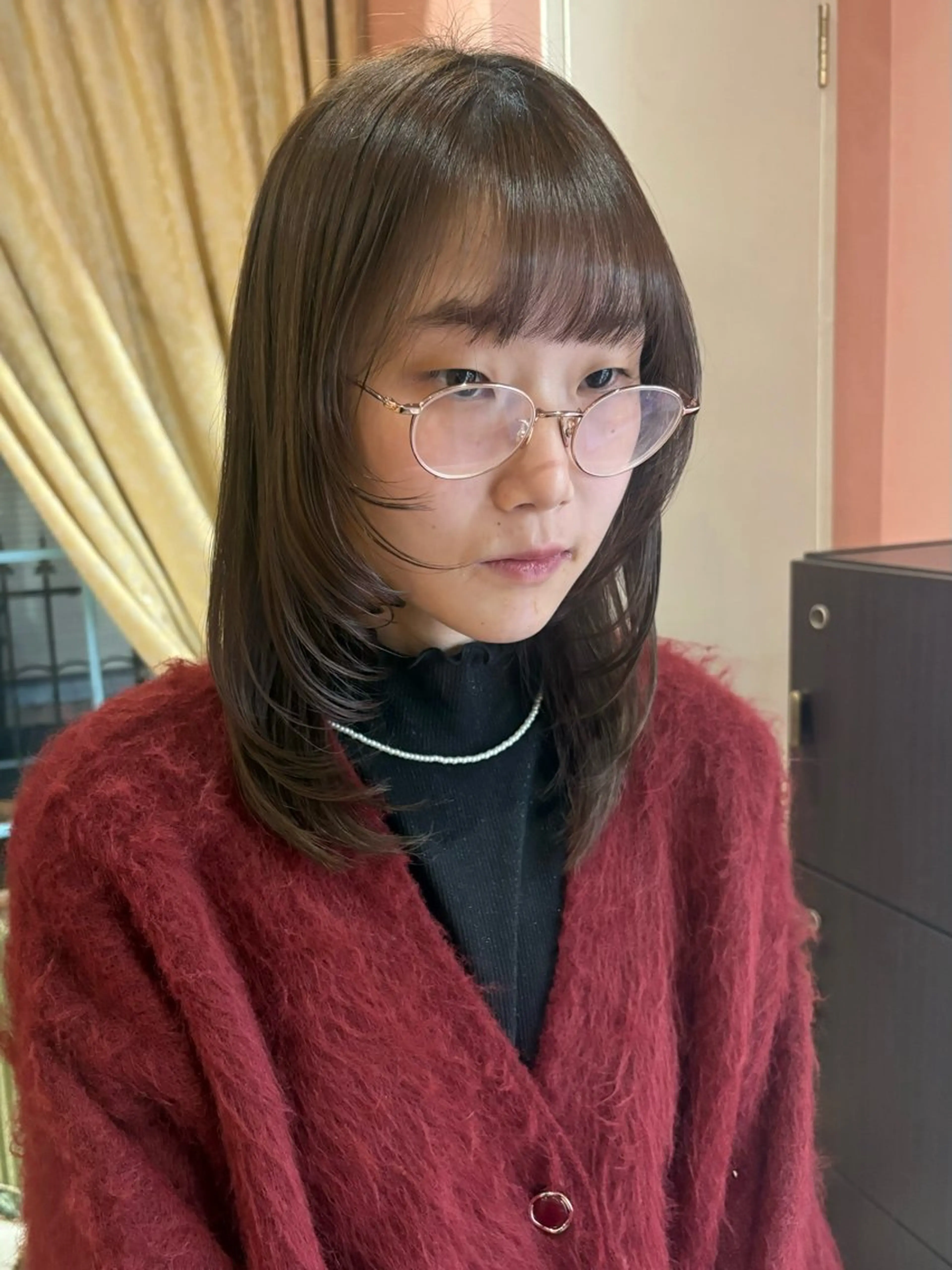 ミディアム カラー ブラウンカラー レイヤーカット カット ヘアカラー トリートメント なぎさ 🎀  / 透明感カラー/心斎橋のヘアスタイル