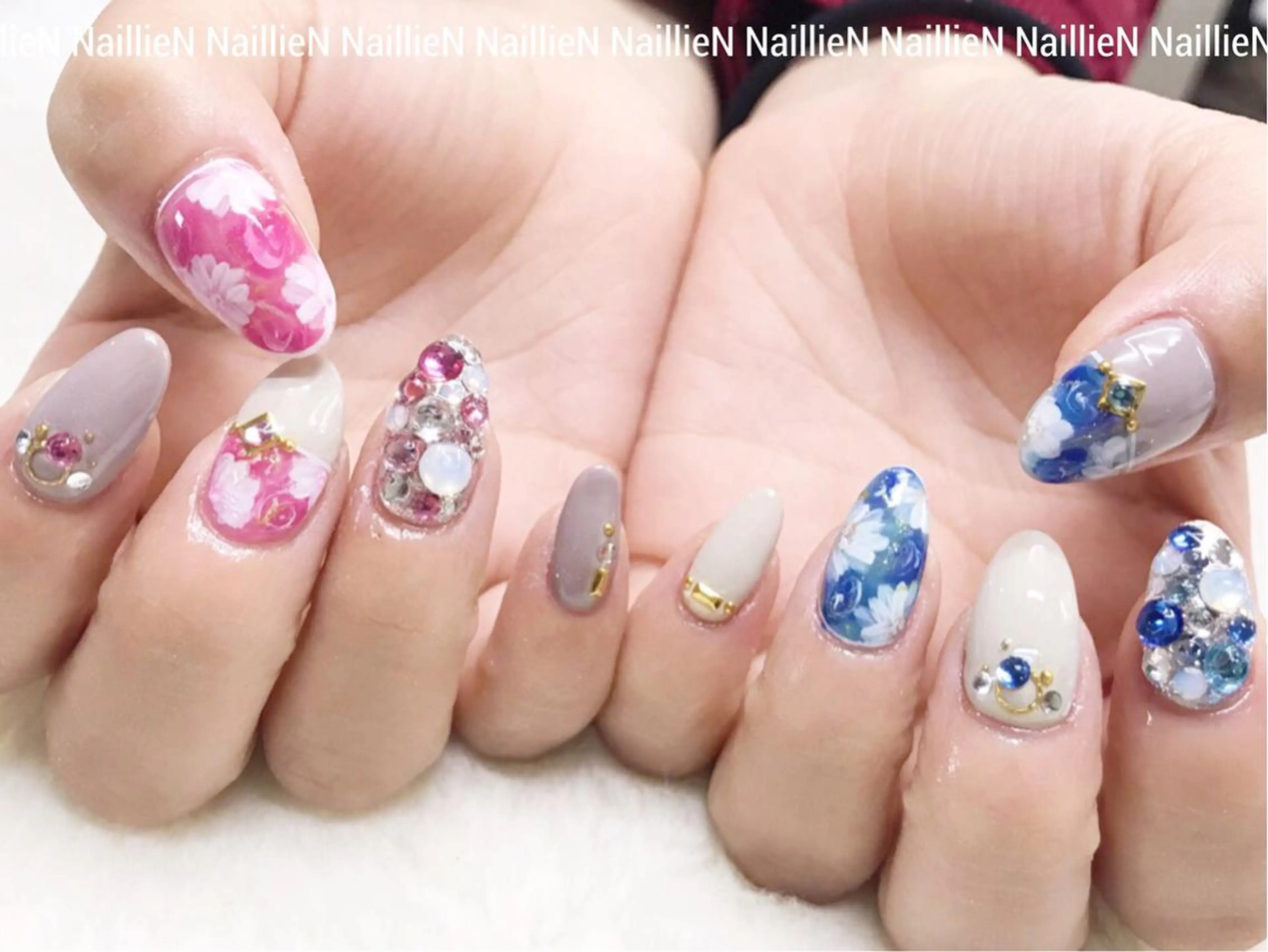 ネイル ブルー ピンク Nail lieNのネイルデザイン