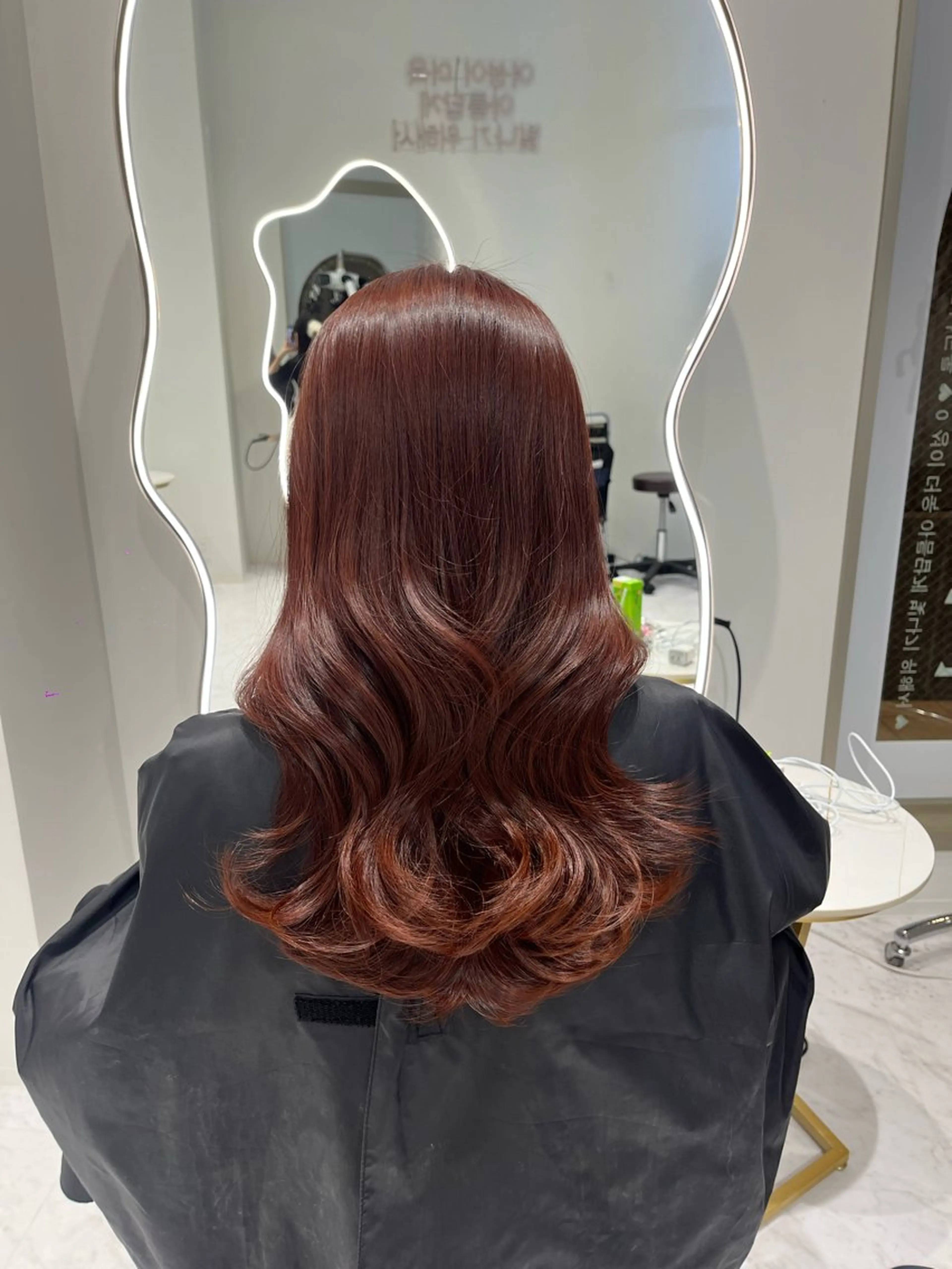 ロング カラー レッドカラー カット ヘアカラー トリートメント 名駅/大人韓国ヘア 艶カラー/Rihoのヘアスタイル