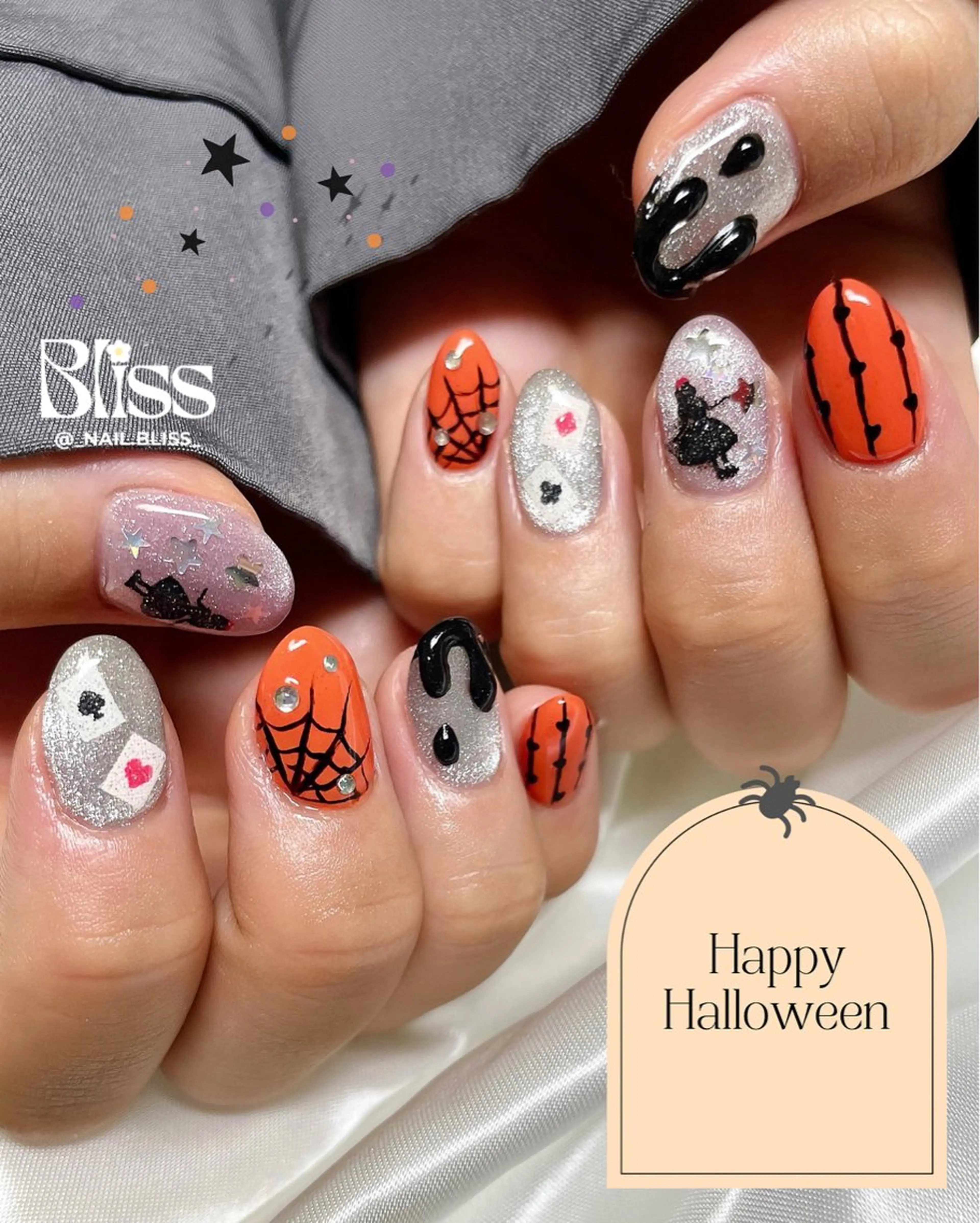 ネイル ハロウィン マグネットネイル 持ち込み ハンドネイル NAIL BLISSのネイルデザイン