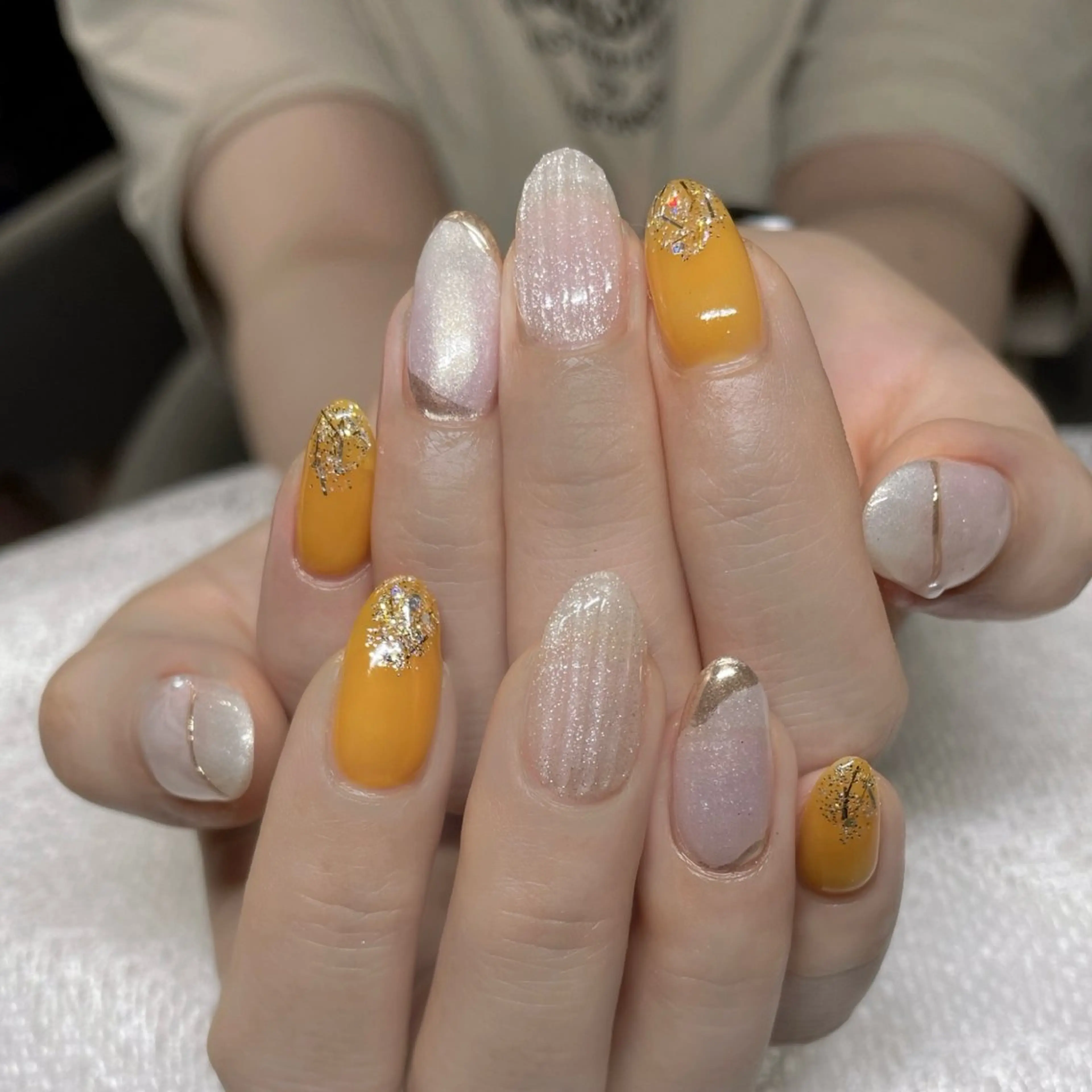 ネイル アートネイル オレンジ ピンク MOJA NAIL ＊MAIKOのネイルデザイン