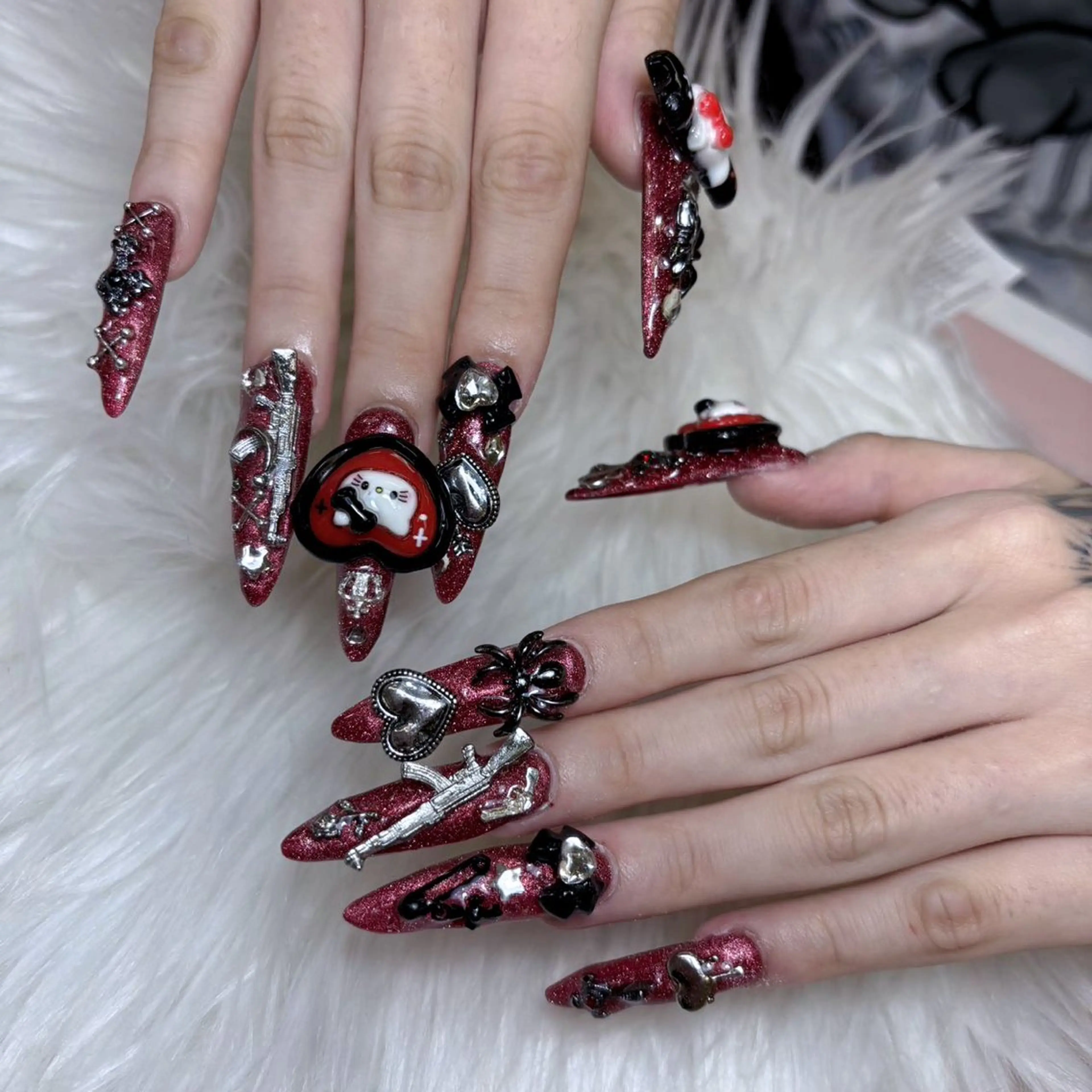 ネイル ハート 韓国ネイル 夏ネイル ワンホンネイル ハンドネイル Melody Nail所属・Melody 3D/スカルプ専門店のネイルデザイン