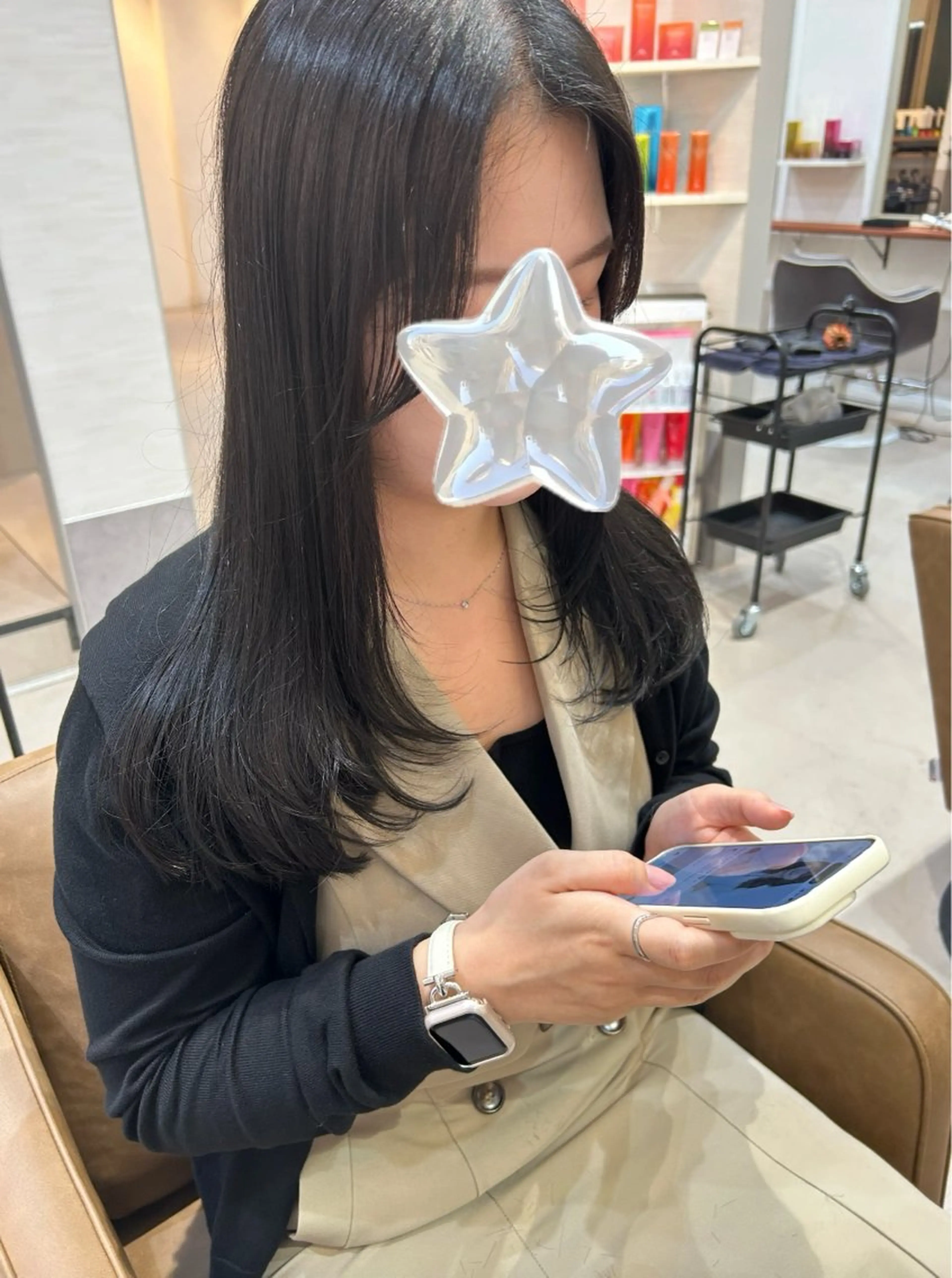 ロング カラー レイヤーカット カット ヘアカラー CIEL大名店 Aujua認定サロン【シエル】所属・お顔周り/オリーブ/ Wカラー/mei大名のヘアスタイル