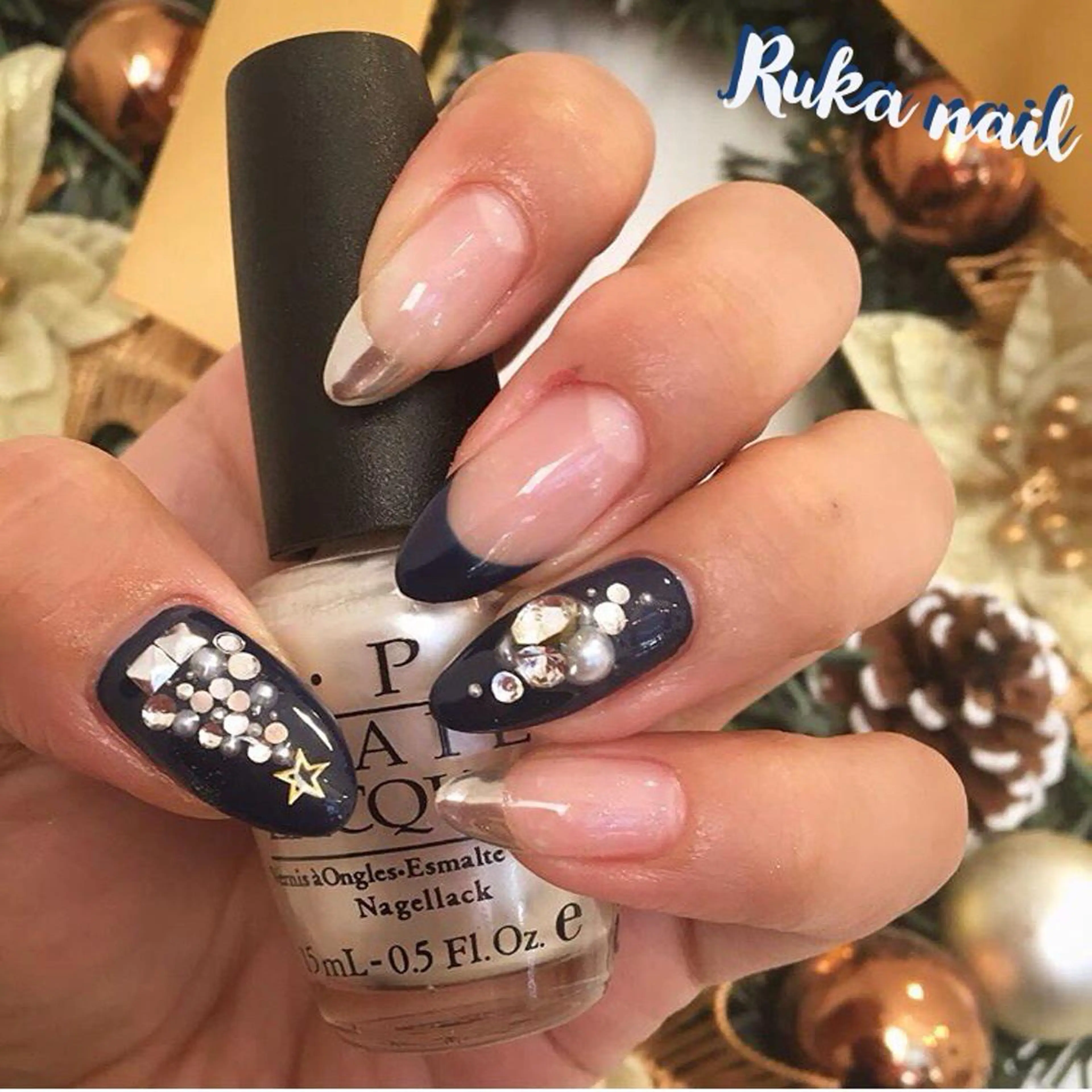 ネイル ストーンネイル ハンドネイル Ruka nail 【ﾙｶ ﾈｲﾙ】のネイルデザイン
