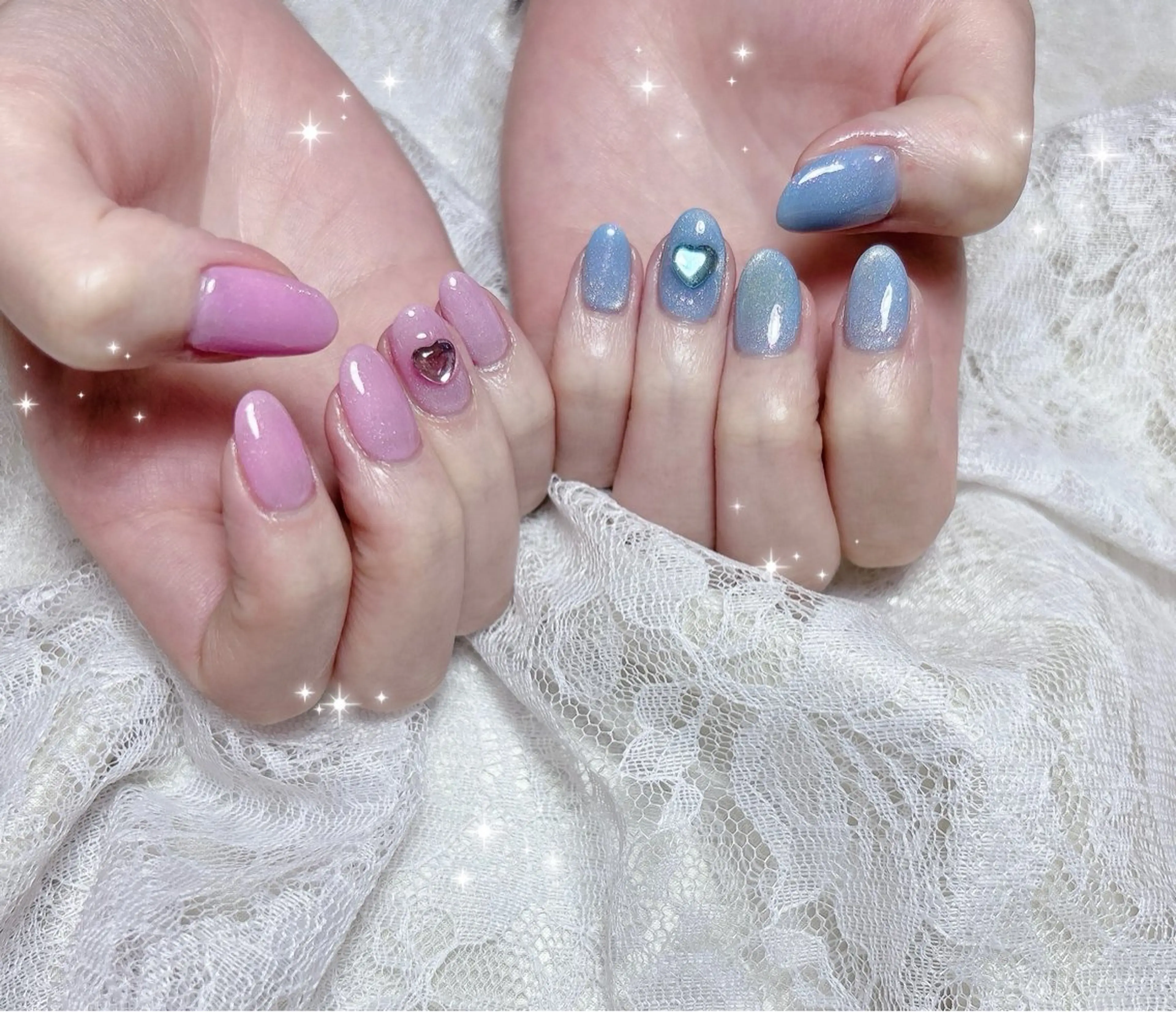 ネイル 氷ネイル・うるうるネイル マグネットネイル ハンドネイル FLARE NAIL フレアネイルのネイルデザイン