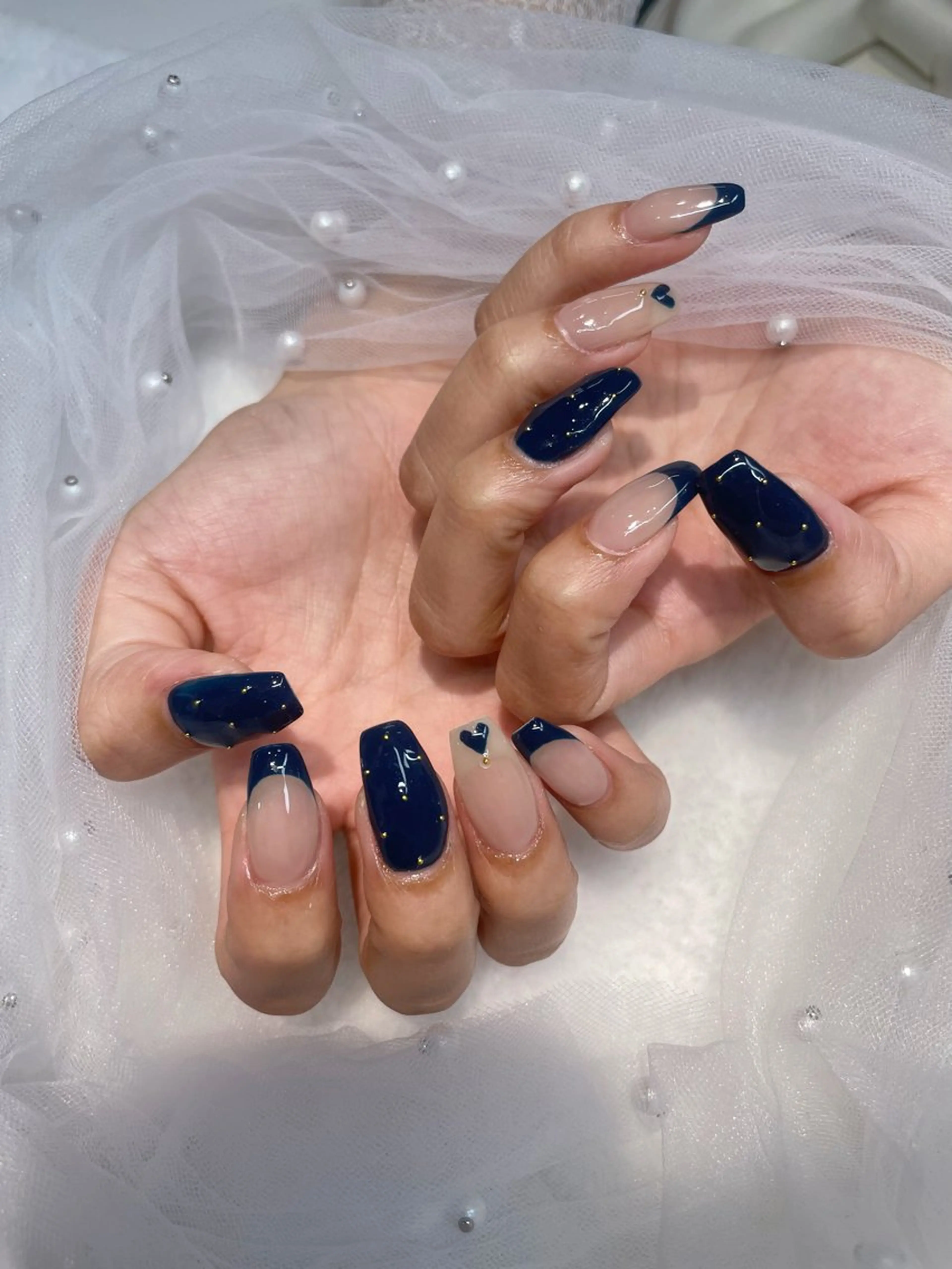 ネイル ブルー ネイビー ハンドネイル I-nail Moeのネイルデザイン