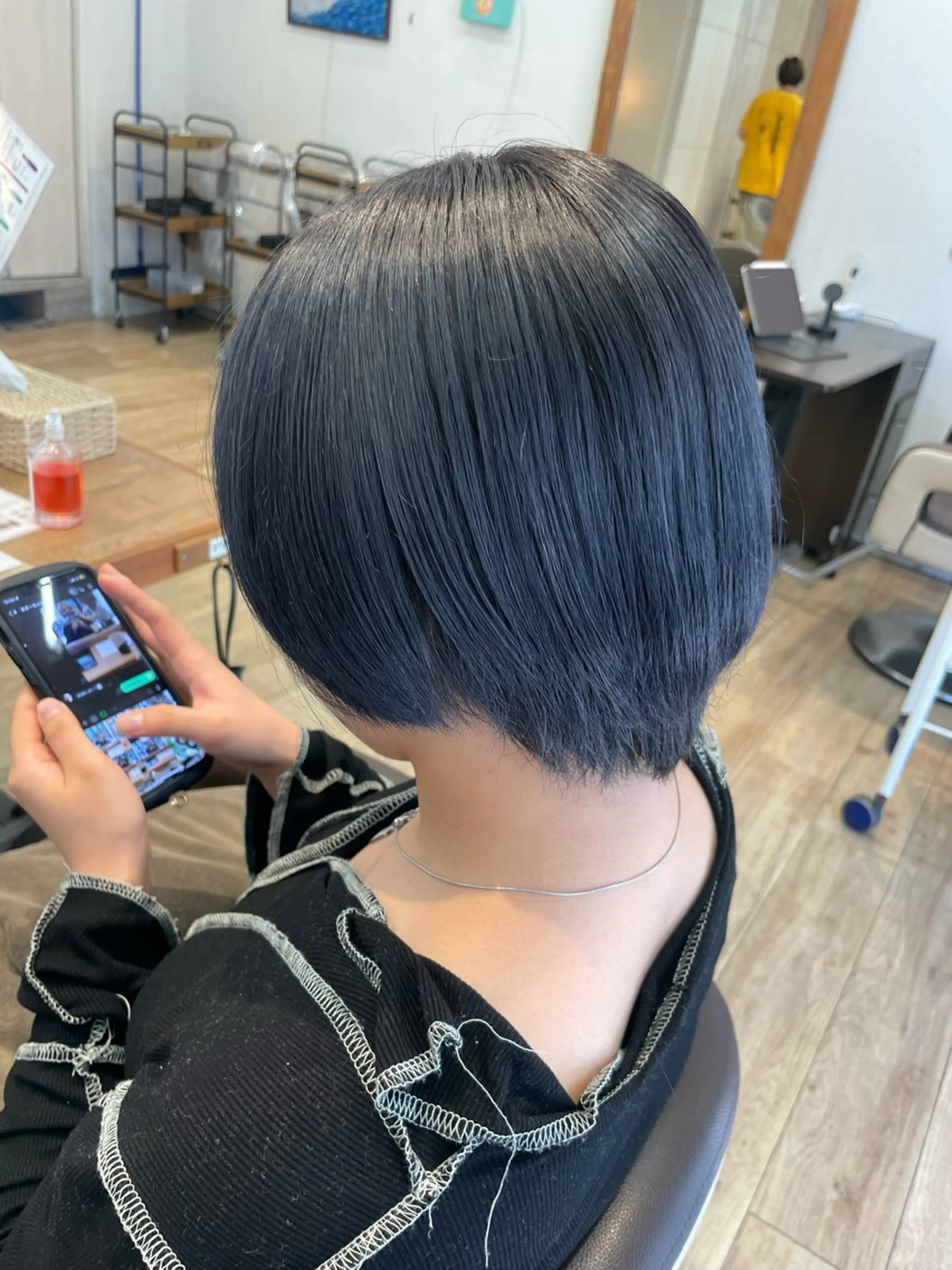 ショート カラー アッシュ ブルーカラー ヘアカラー こいき/赤味消し /艶カラー🎀✨のヘアスタイル