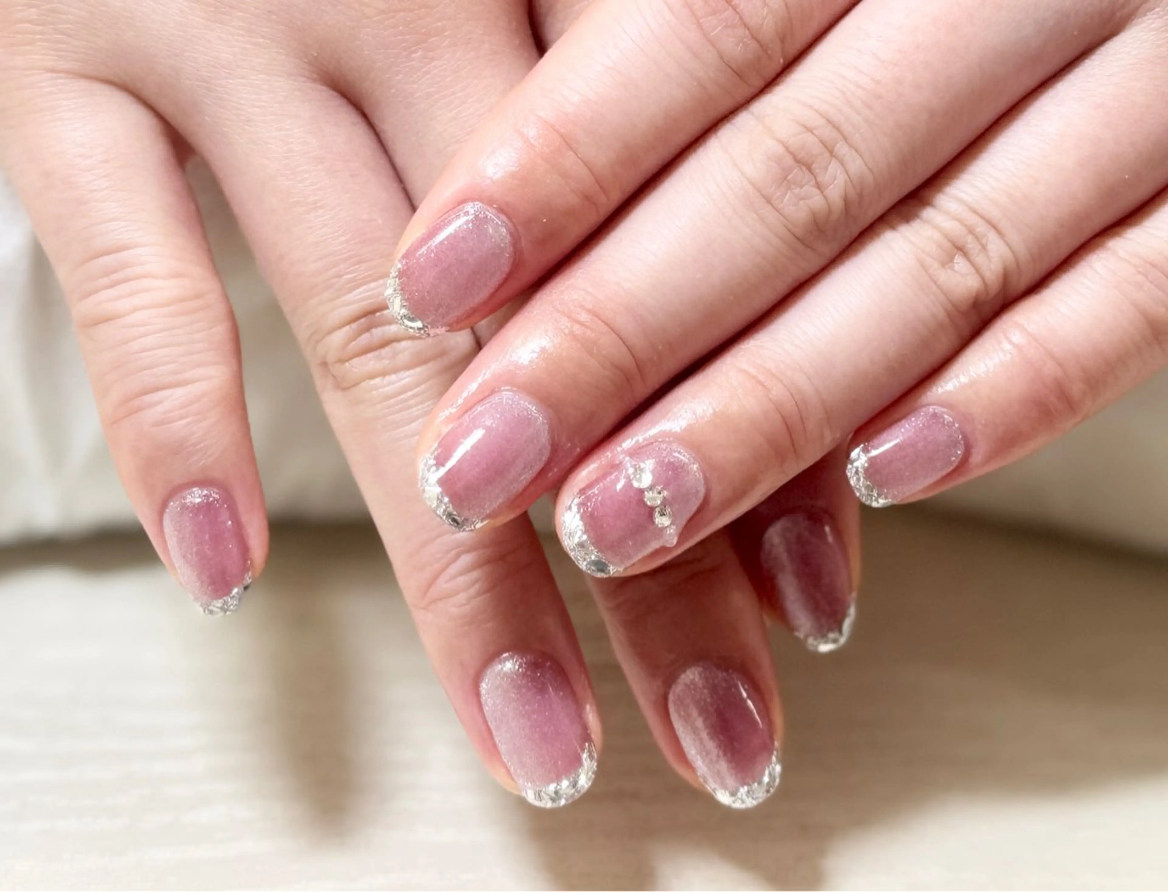 ネイル フレンチネイル ガラスフレンチ ブライダルネイル ROYAL STAR nail 山口のネイルデザイン