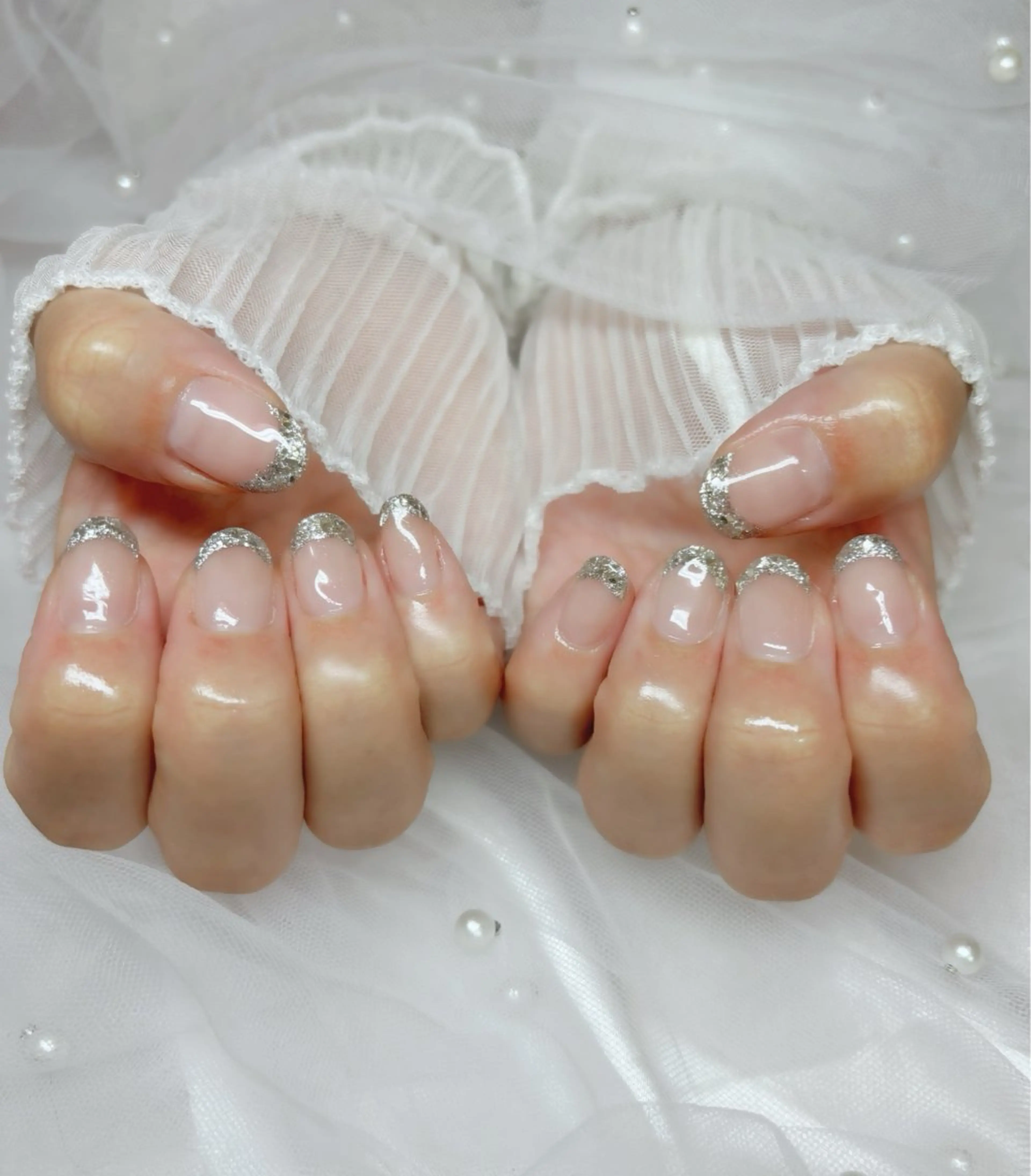 ネイル フレンチネイル ガラスフレンチ ハンドネイル Nail Salon macherieのネイルデザイン