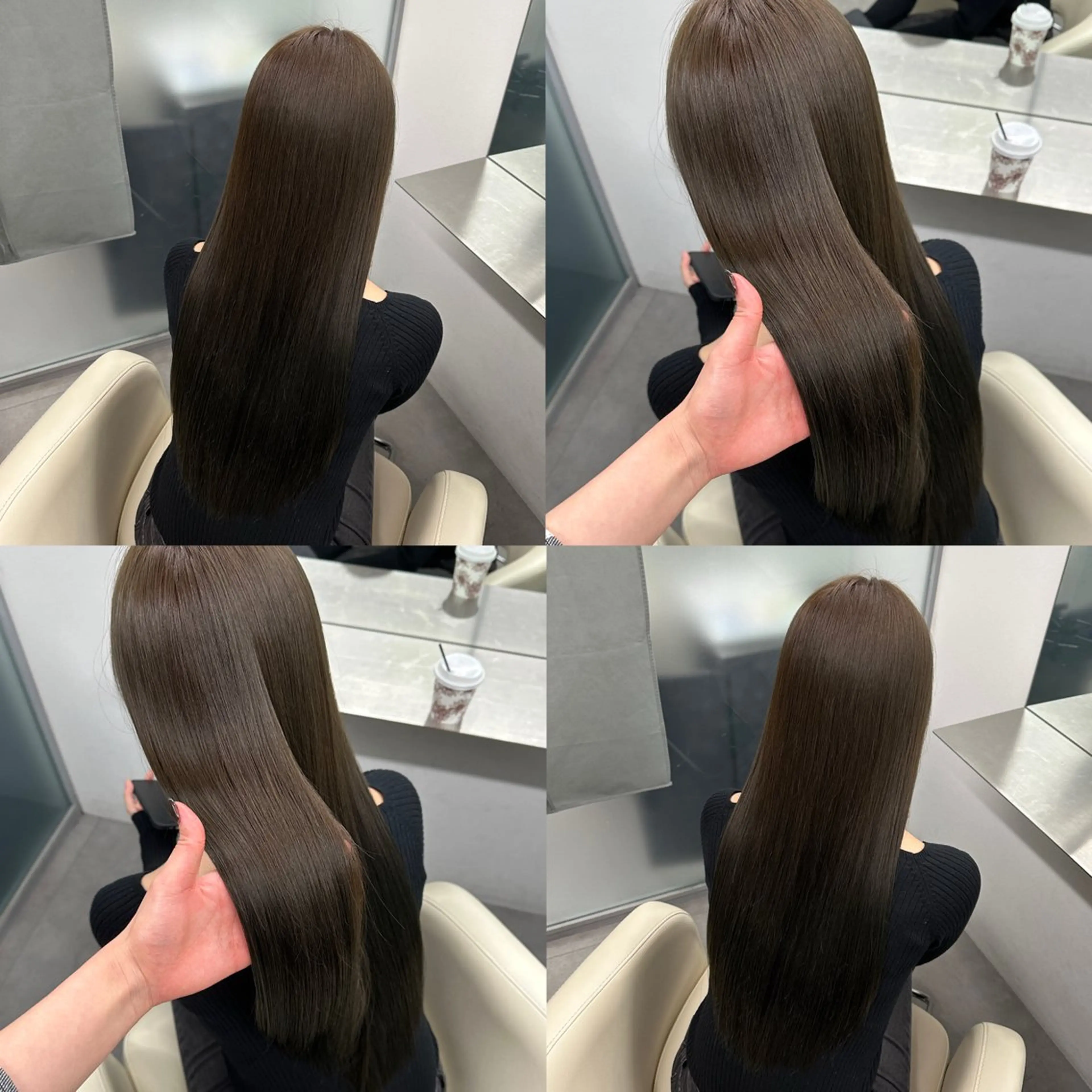 ロング カラー 韓国風ヘア 小顔カット カット ヘアカラー トリートメント 江坂トレンド韓国風 髪質改善shinoのヘアスタイル