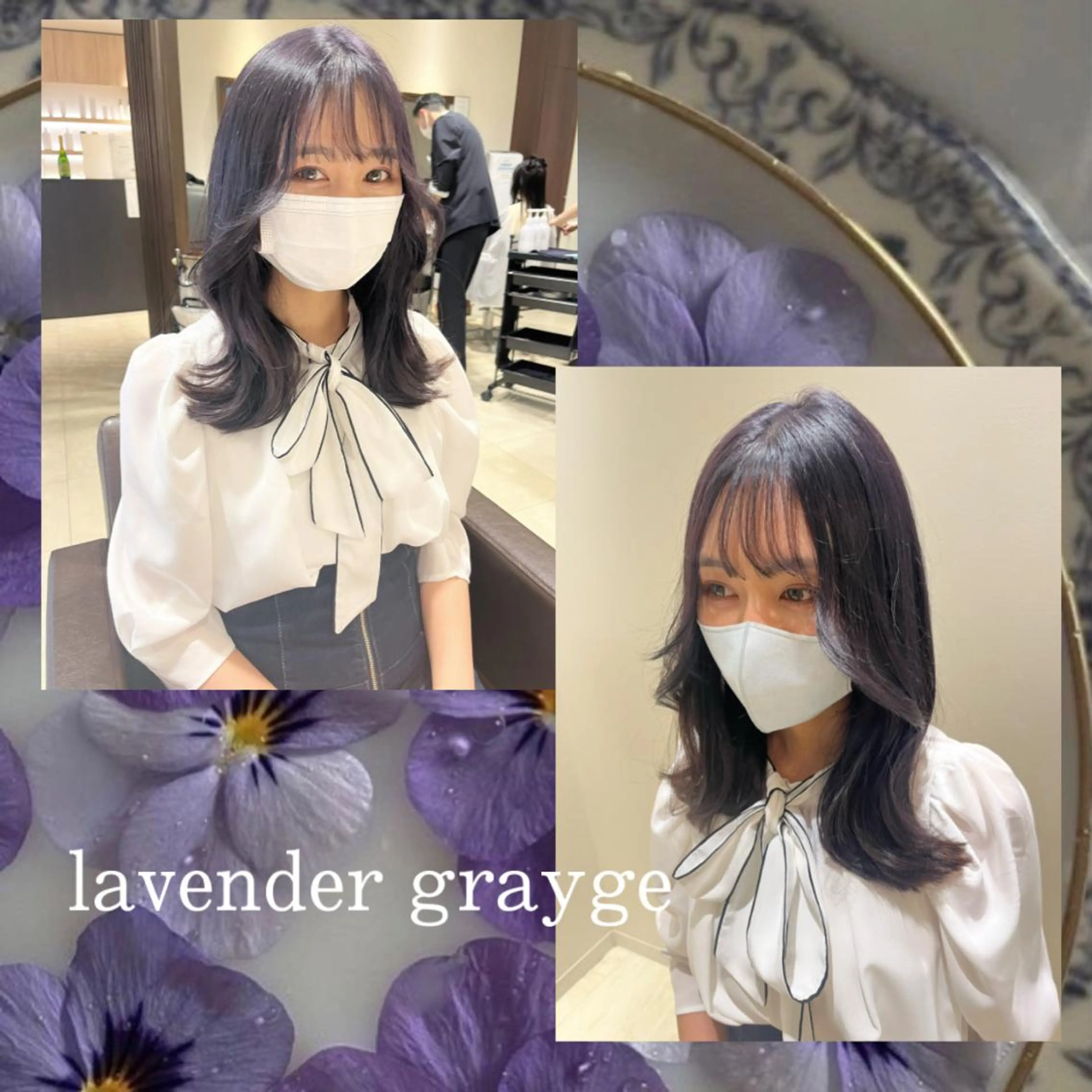 セミロング カラー ヘアアレンジ アッシュ ベージュカラー 透明感カラー グレージュ ラベンダーカラー ヘアカラー トリートメント 🎀トップスタイリ スト湯川響🎀のヘアスタイル