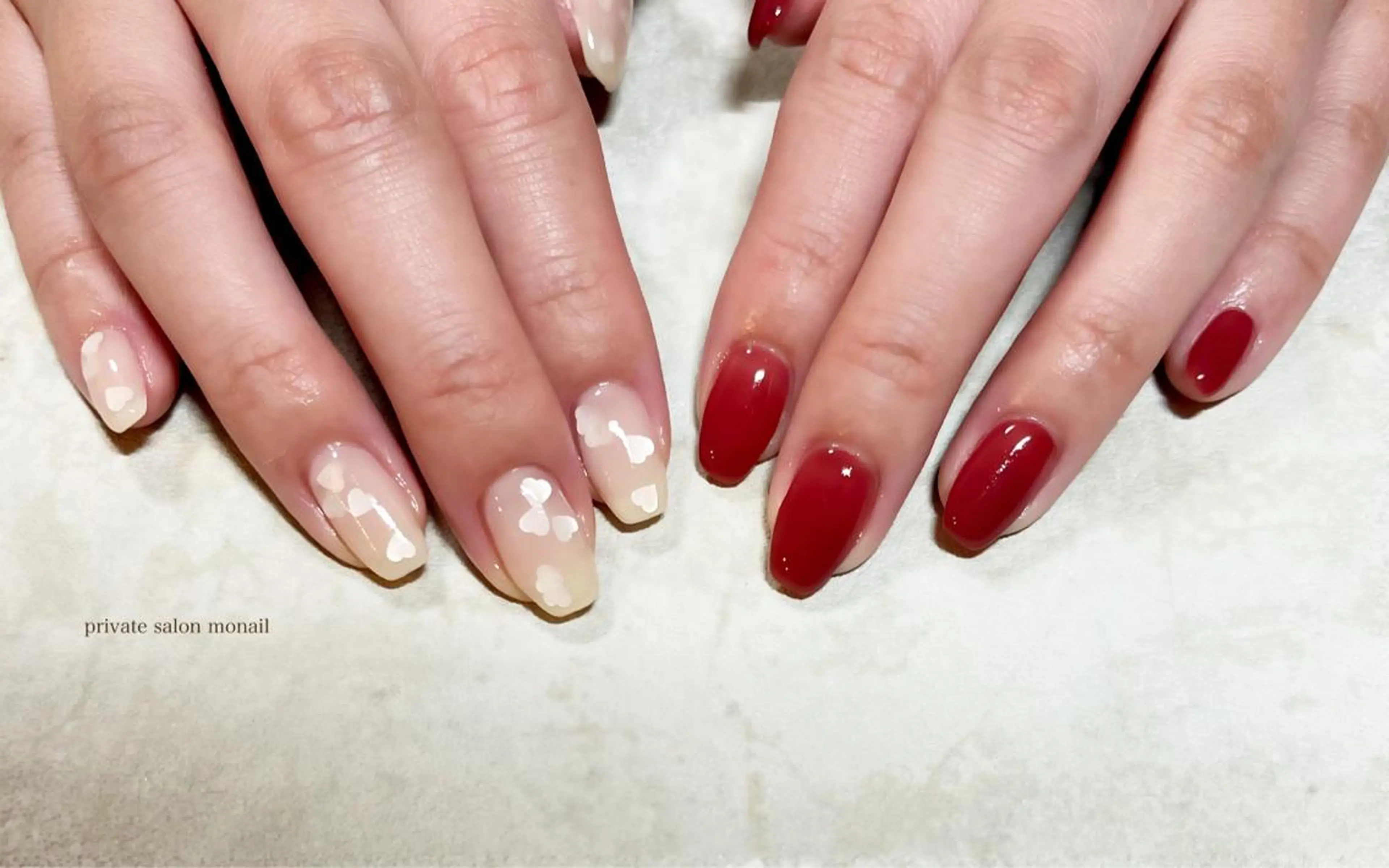 ネイル ハート ハンドネイル nail salon monailのネイルデザイン