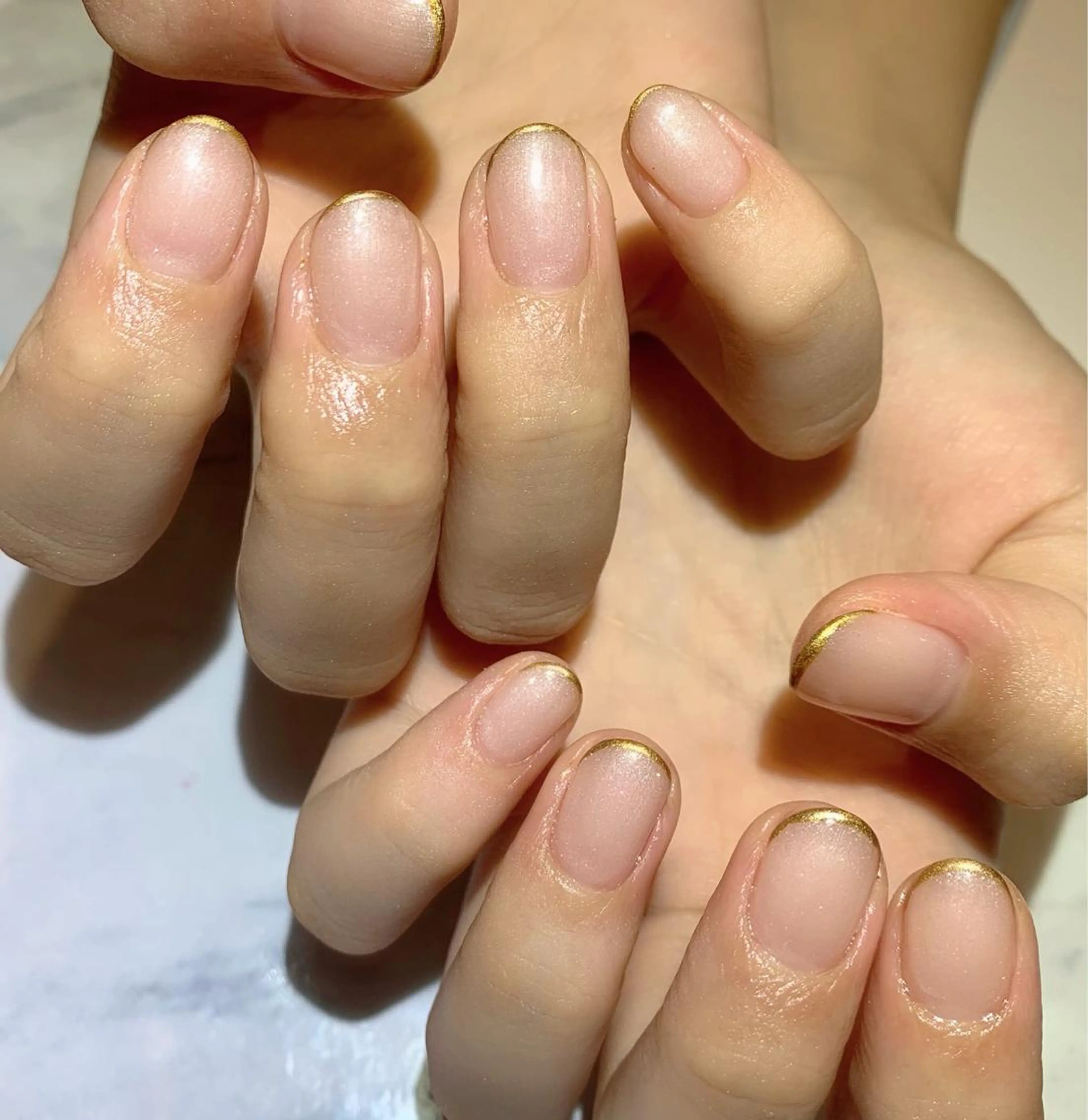 ネイル フレンチネイル ゴールド Lino+ ネイル&よもぎ蒸しのネイルデザイン