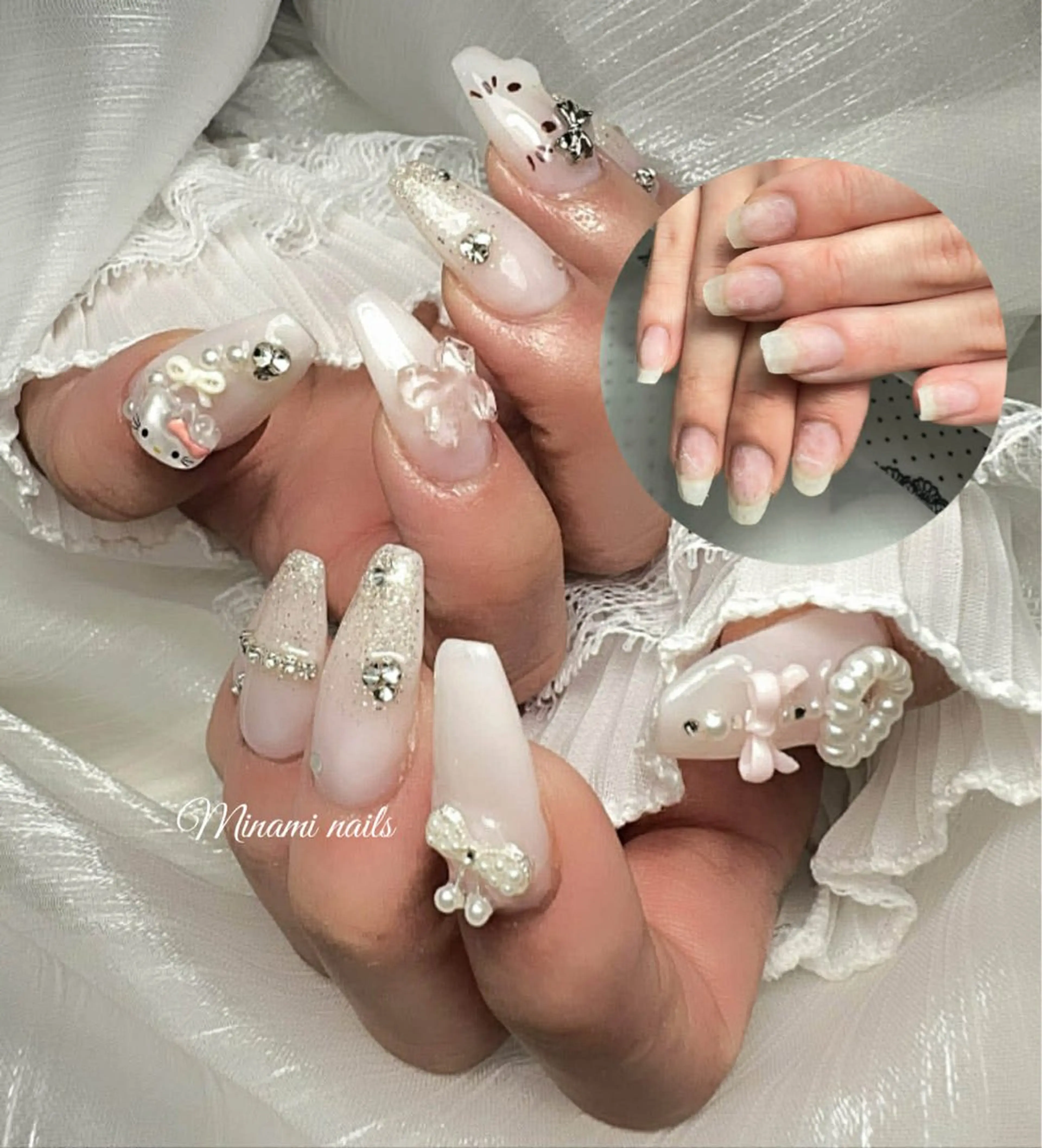 ネイル アートネイル オーロラネイル ガーリー キラキラネイル 韓国ネイル Minami Nailsのネイルデザイン