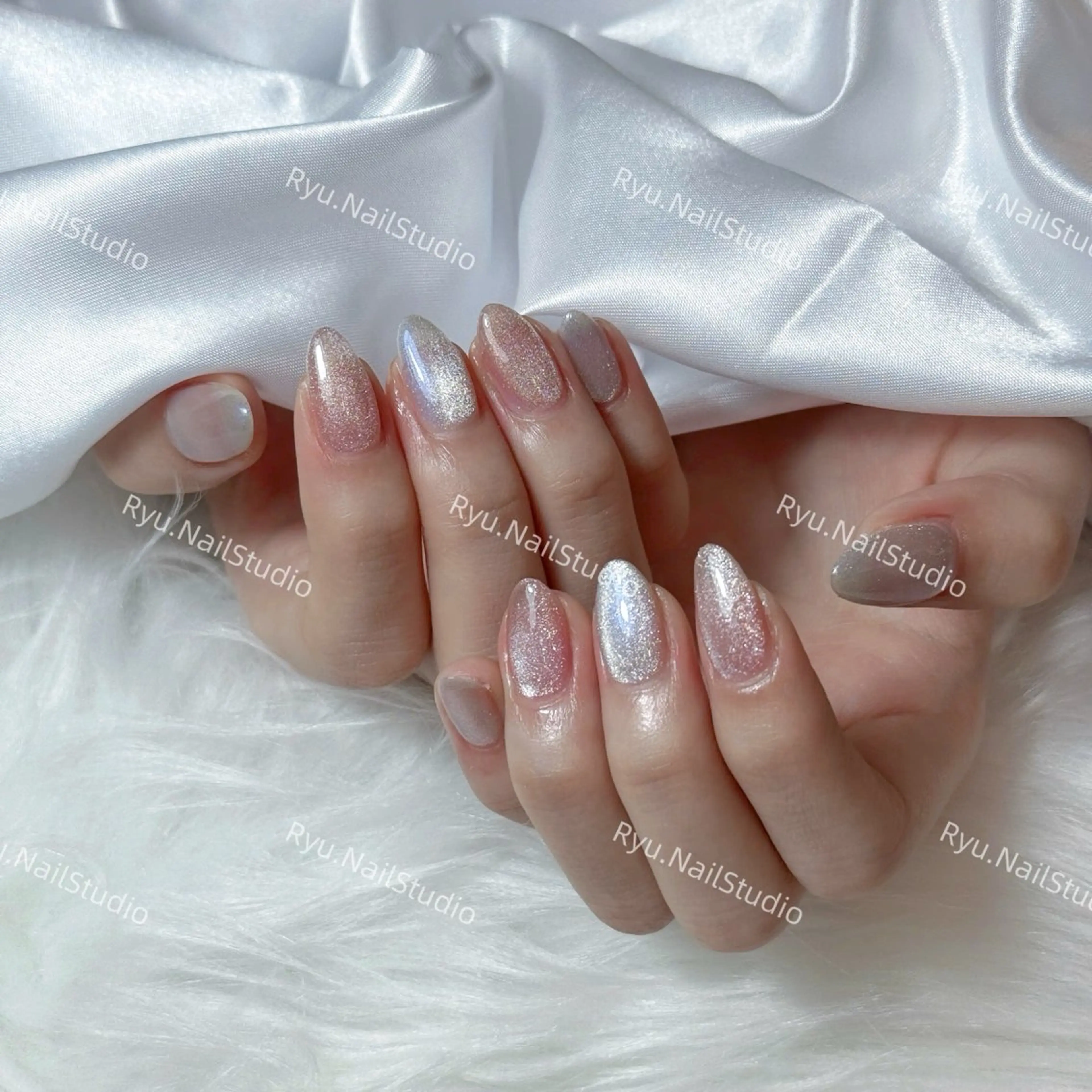ネイル アートネイル フラワーネイル フレンチネイル ジェルネイル グラデーション ハンドネイル Ryu Nail NekoChanのネイルデザイン