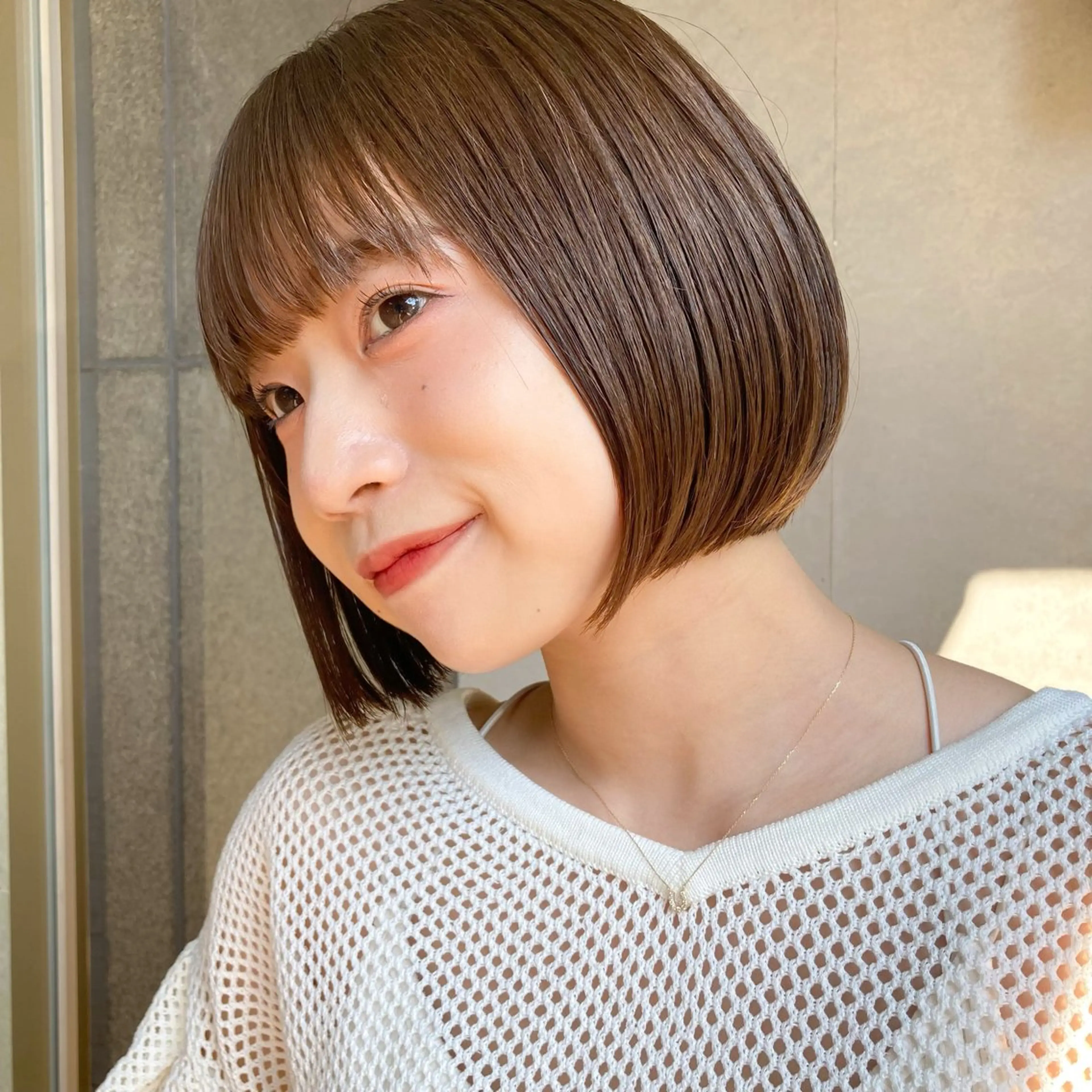 カラー 暖色/艶髪/ボブ/ ショート/Ayaのヘアスタイル