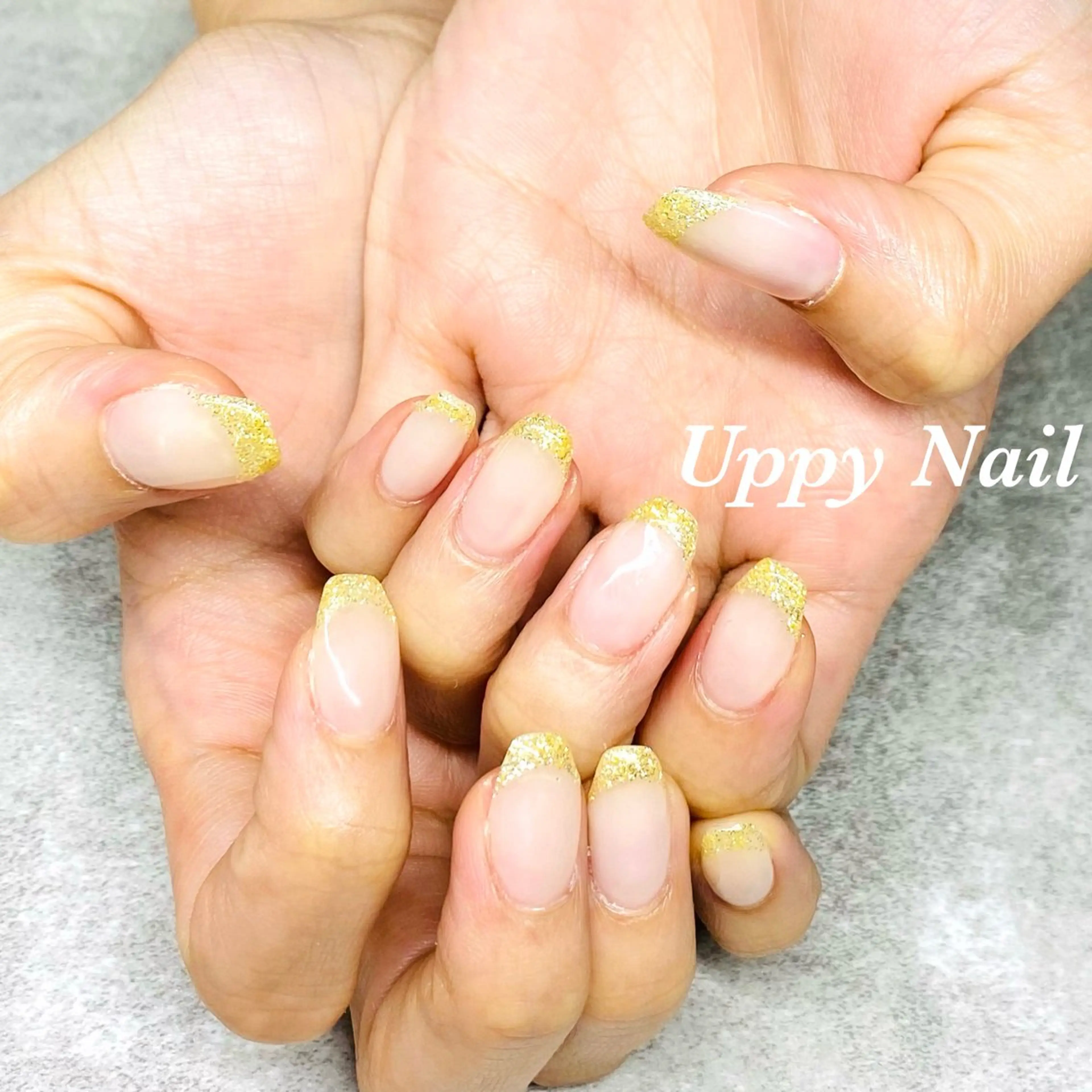 ネイル フレンチネイル ラメ(グリッター) ハンドネイル Uppy Nail ukyoのネイルデザイン