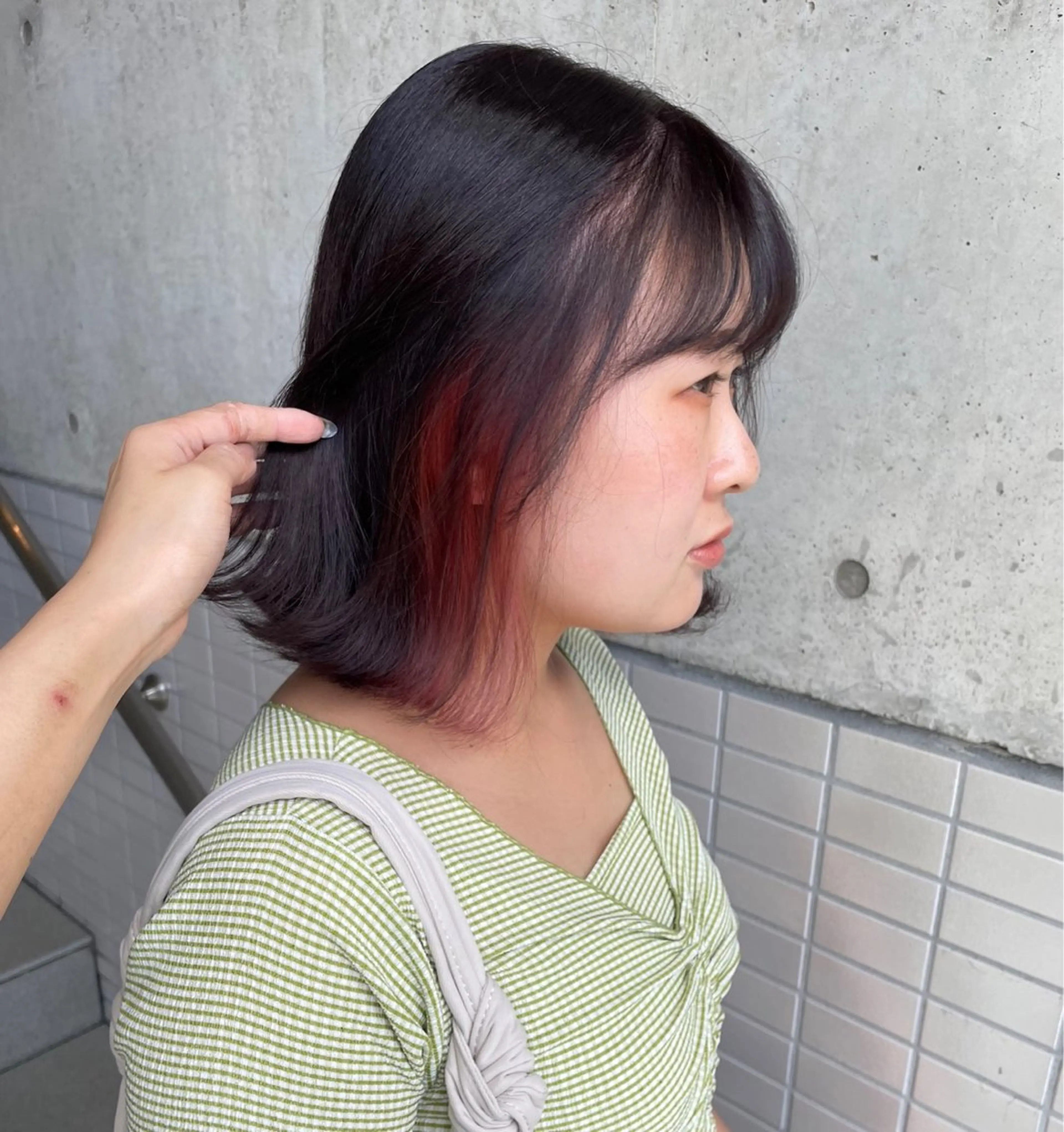 ミディアム カラー ブリーチ ラベンダーカラー ピンクカラー ヘアカラー レビジュヘア 京都/桂のヘアスタイル