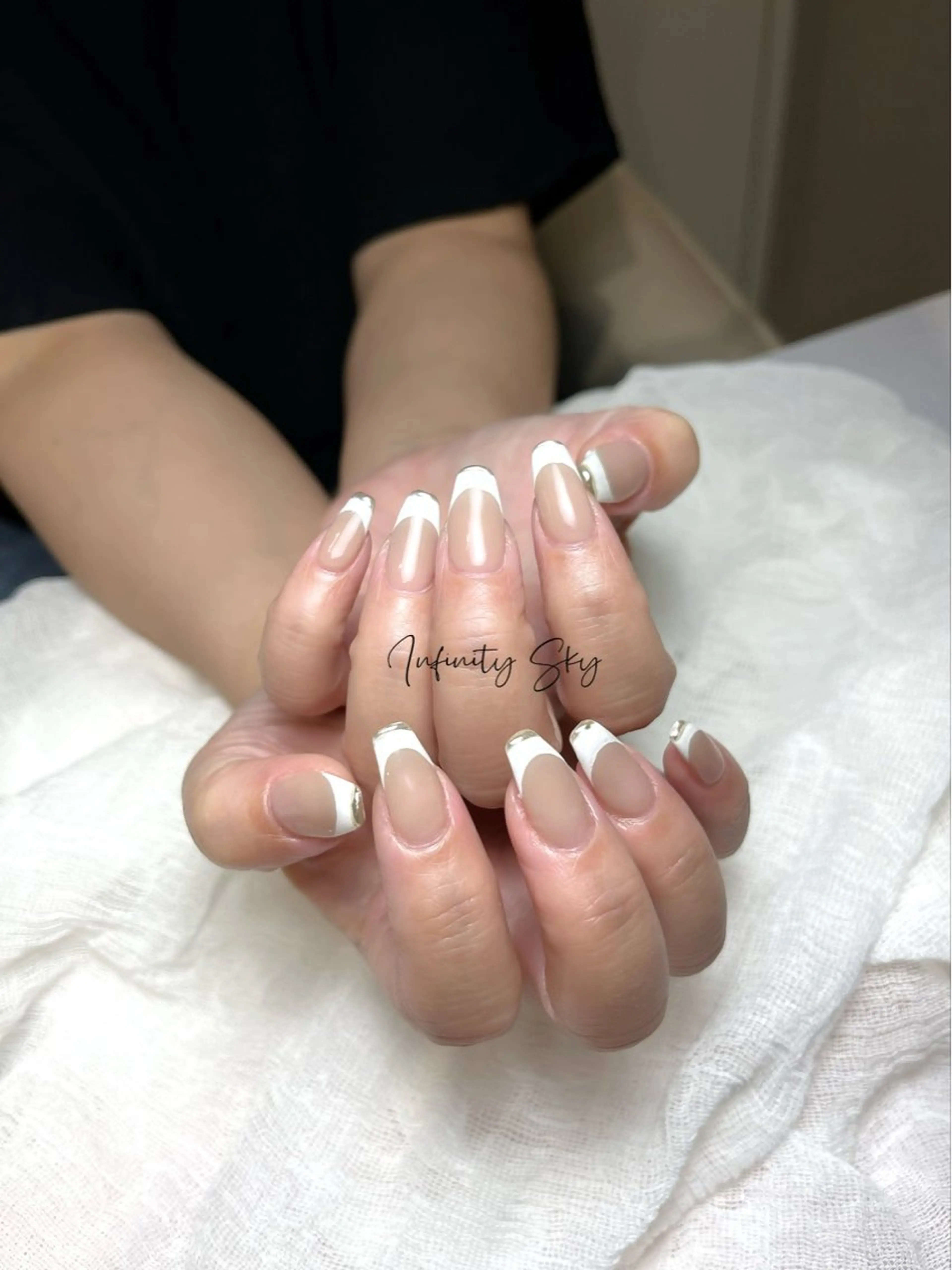 ネイル フレンチネイル ミラーネイル 持ち込み infinity skyのネイルデザイン