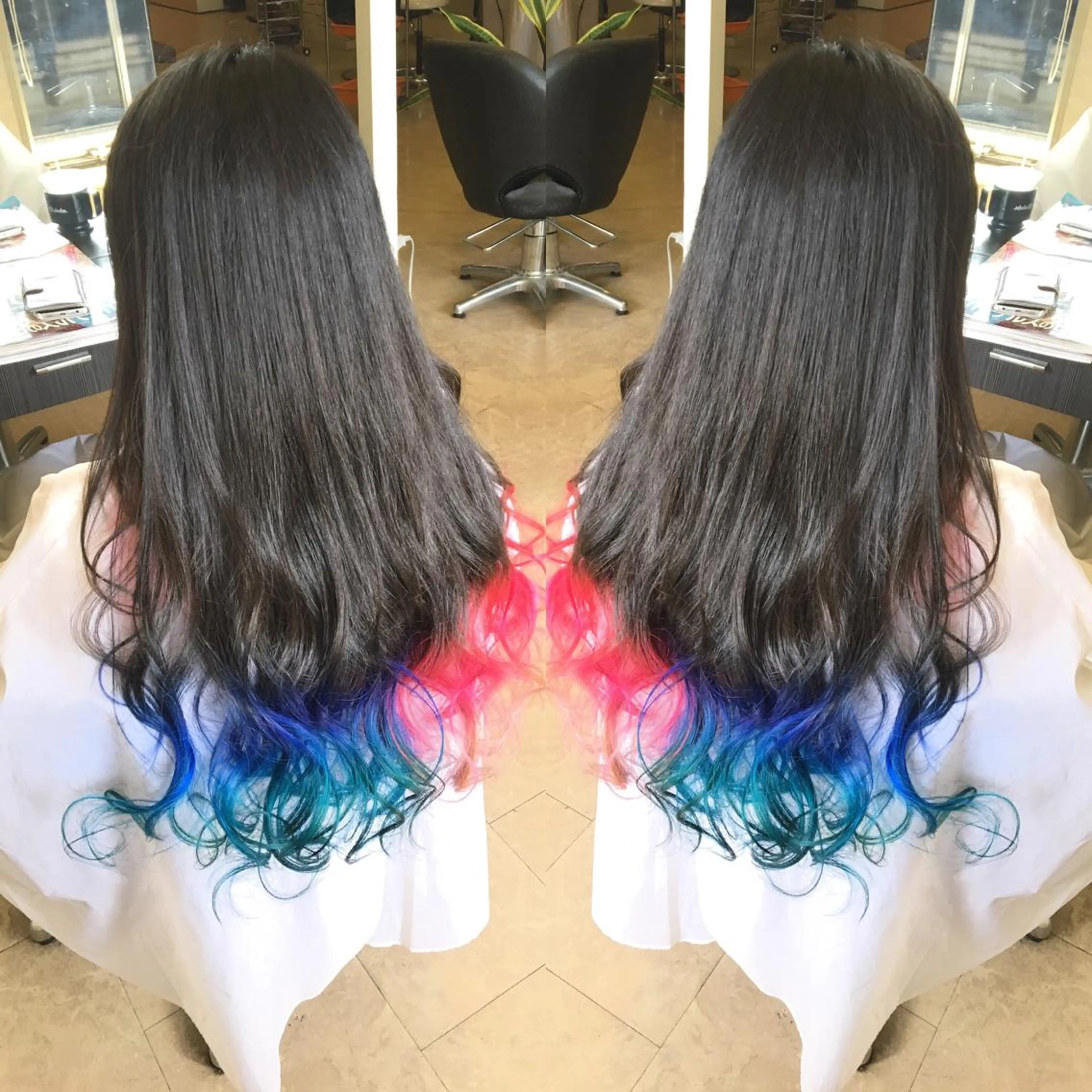 ロング カラー ヘアカラー トリートメント 💓シールエクステ ルミエールのヘアスタイル