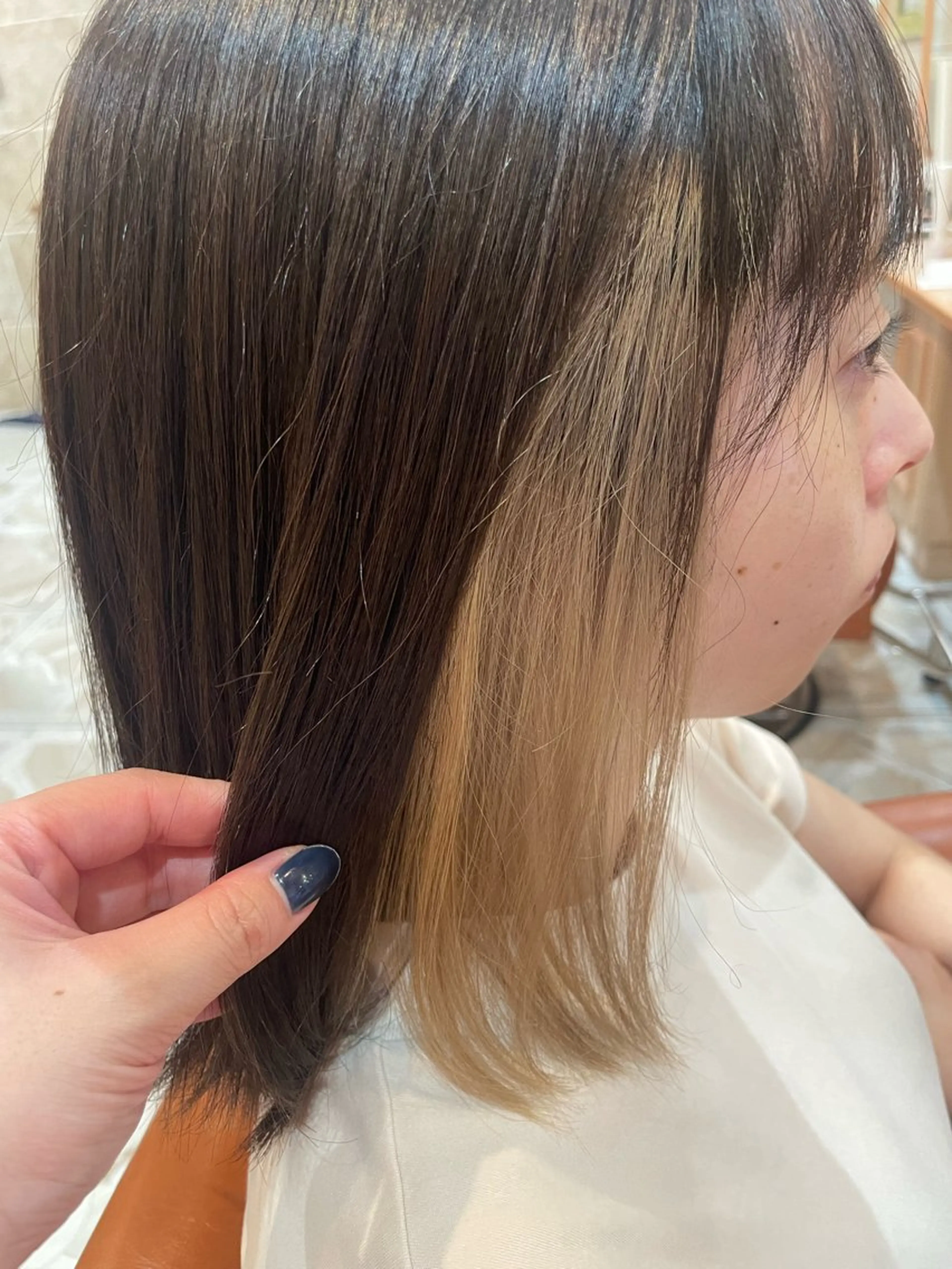 ミディアム カラー ブリーチ ハイトーンカラー 松田 唯叶のヘアスタイル