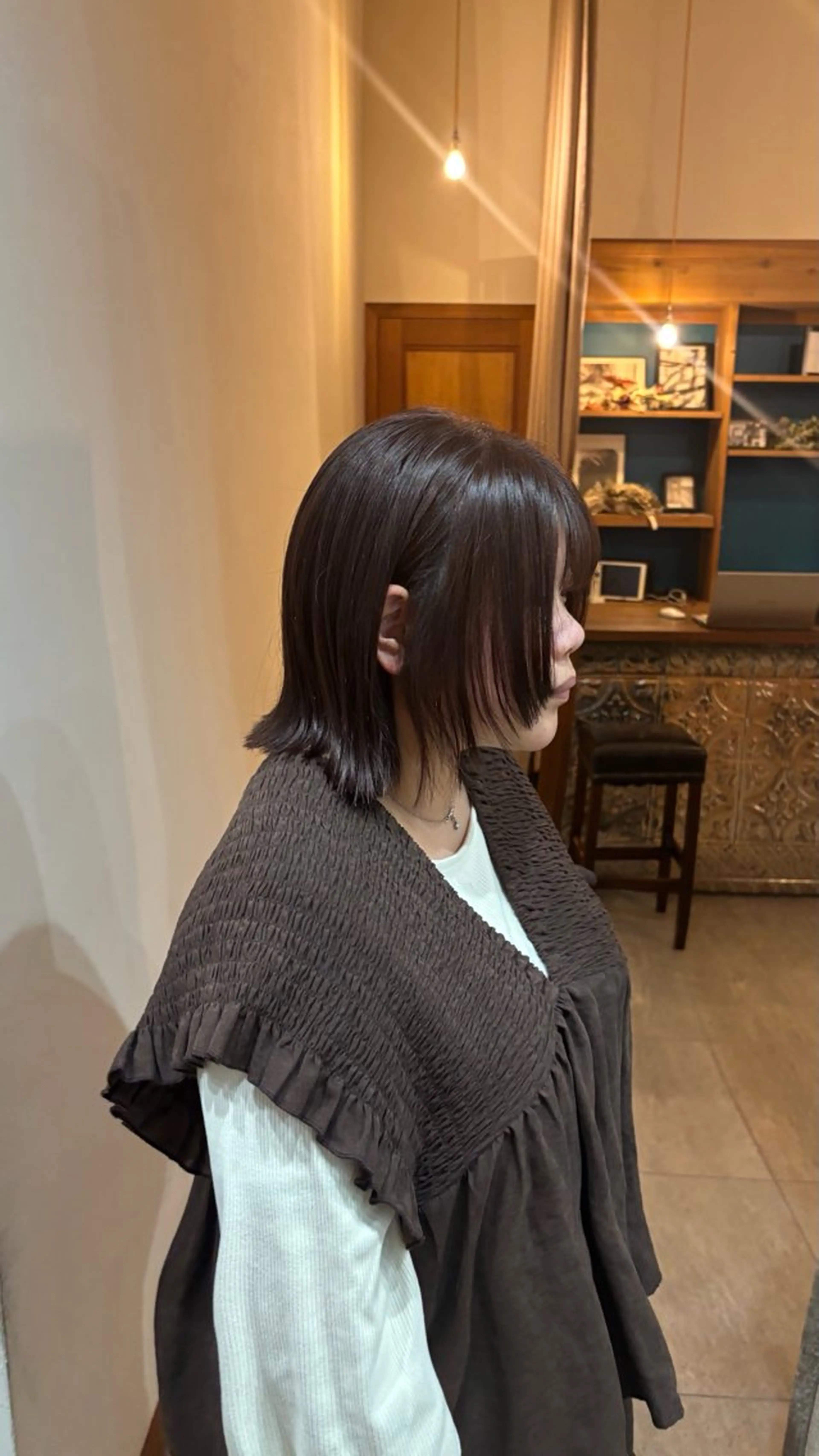 ミディアム カラー ヘアカラー トリートメント 兼子莉彩 ／暗髪🤎／暖色🍒のヘアスタイル