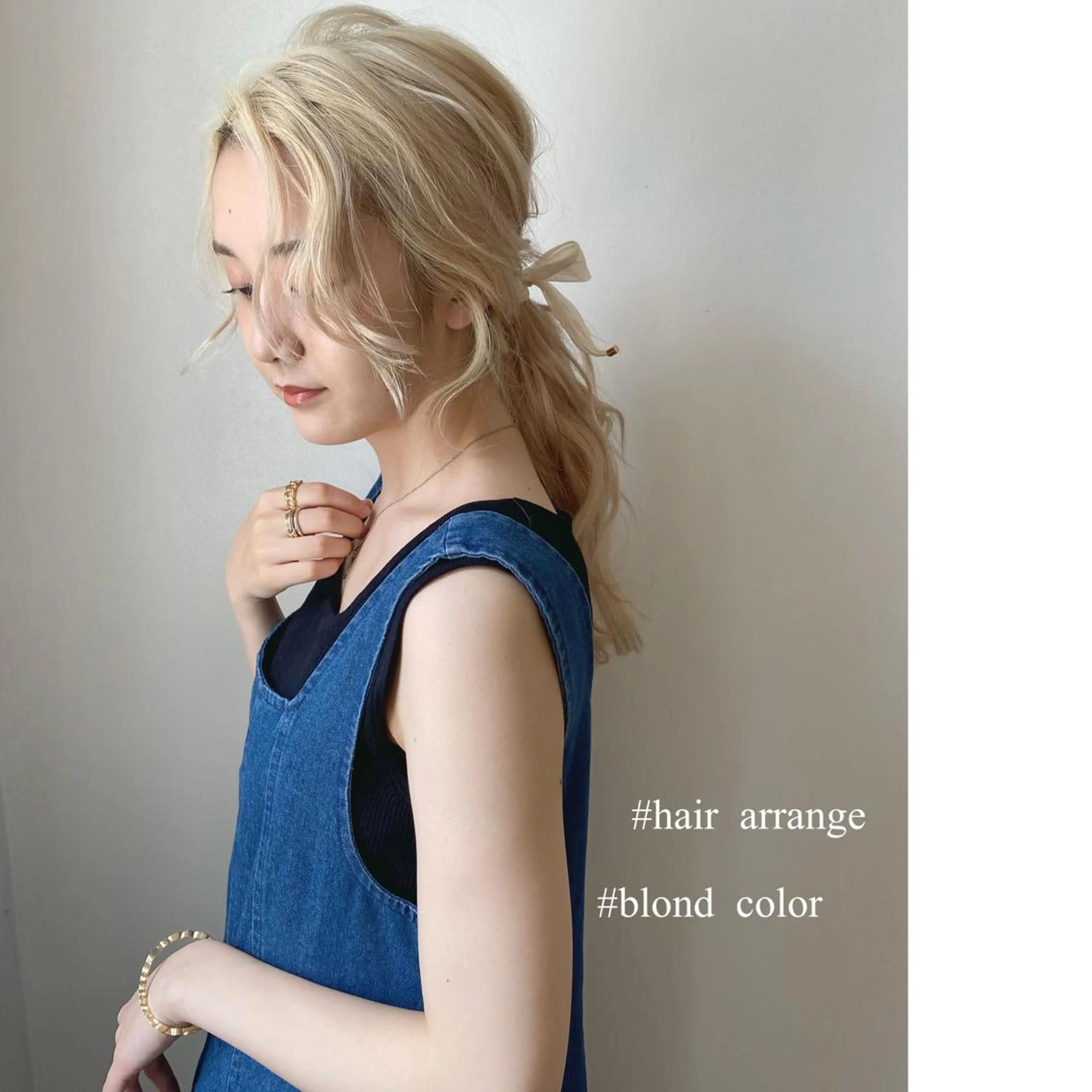 ロング カラー ヘアアレンジ ハイトーンカラー ヘアカラー bijou chiharuのマツエク・マツパデザイン