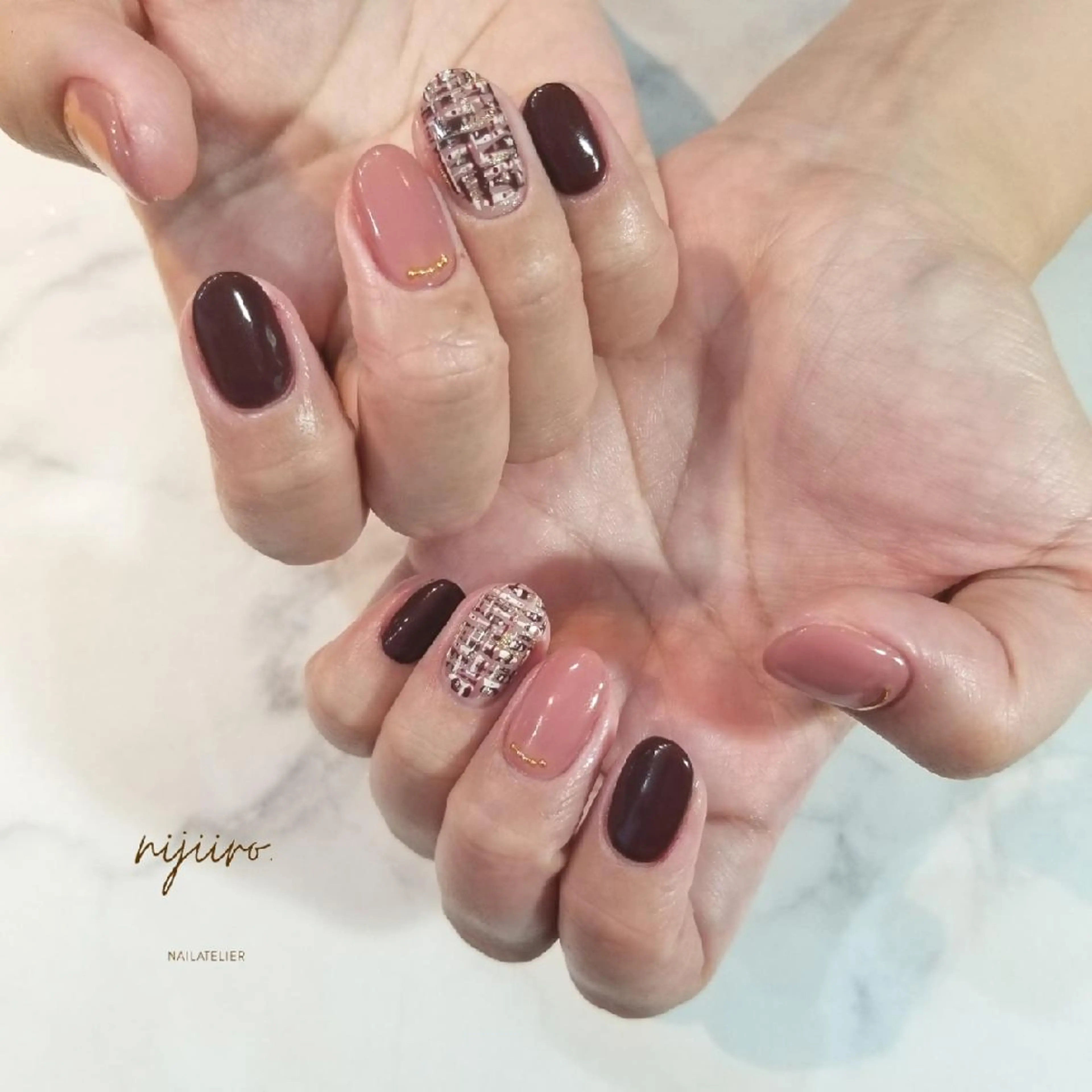 ネイル ツイードネイル ハンドネイル nijiiro🌈 サトウのネイルデザイン