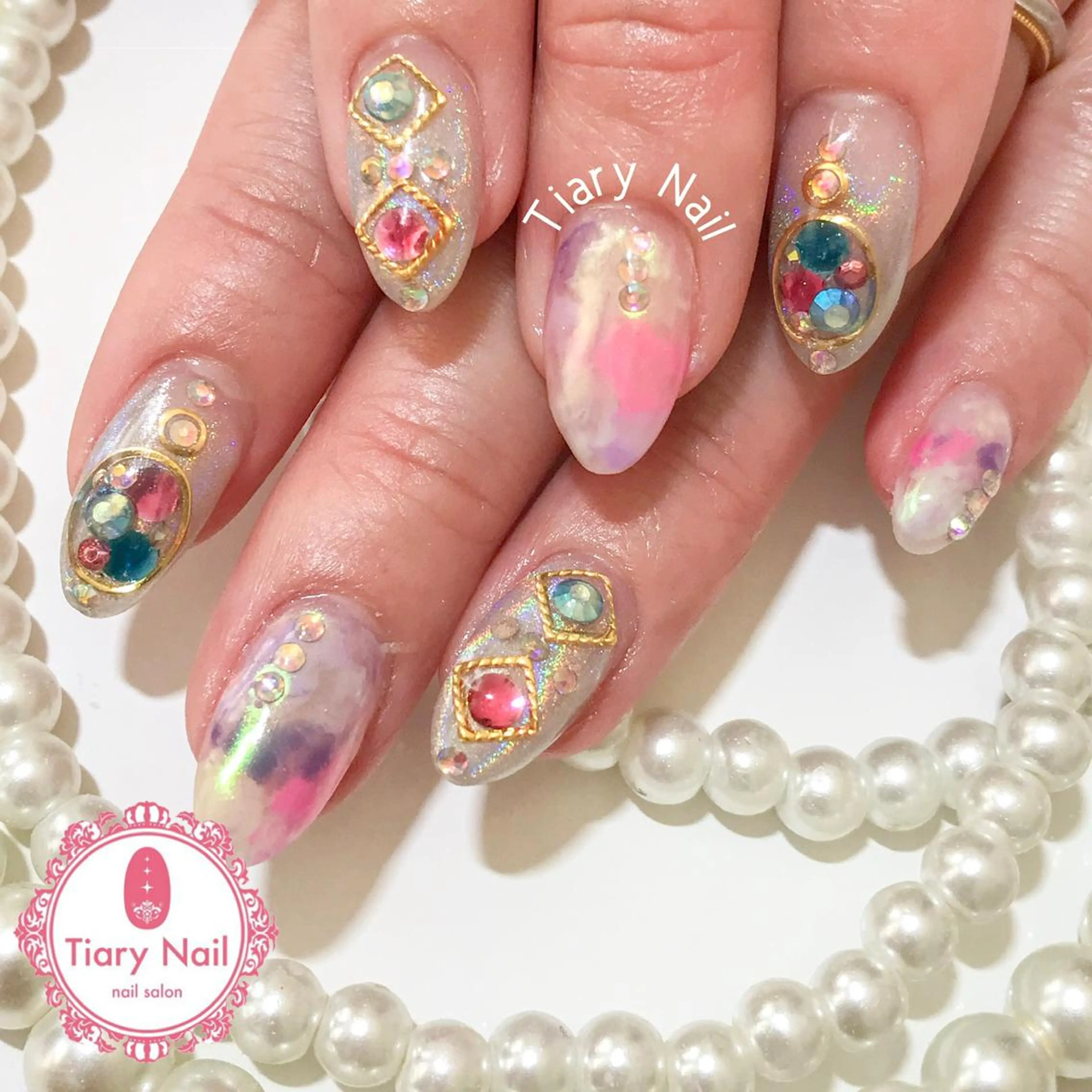 ネイル ハンドネイル 💗🪽Tiary Nail🪽💗のネイルデザイン