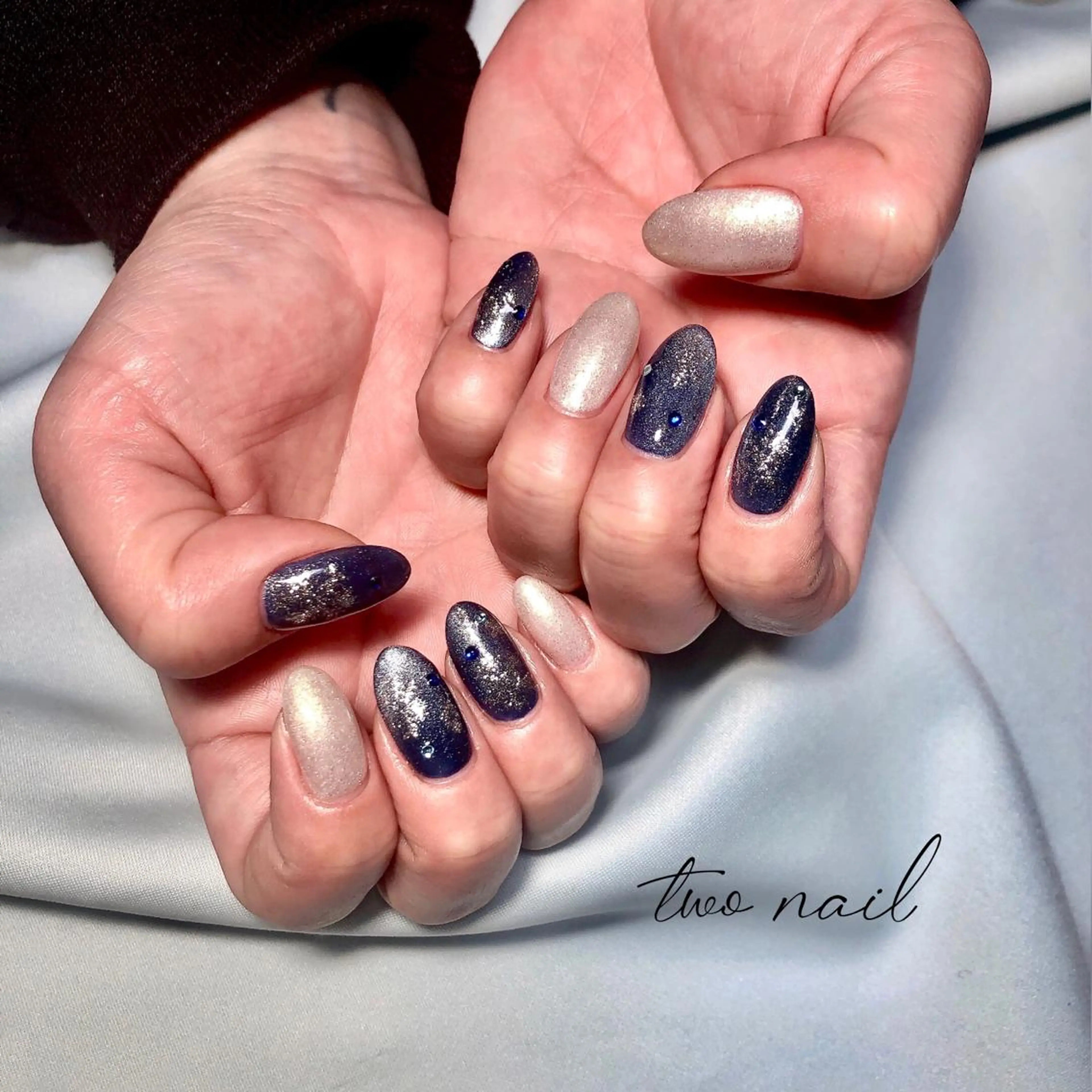 ネイル アートネイル フットネイル ハート マグネットネイル ニュアンスネイル two nailのネイルデザイン