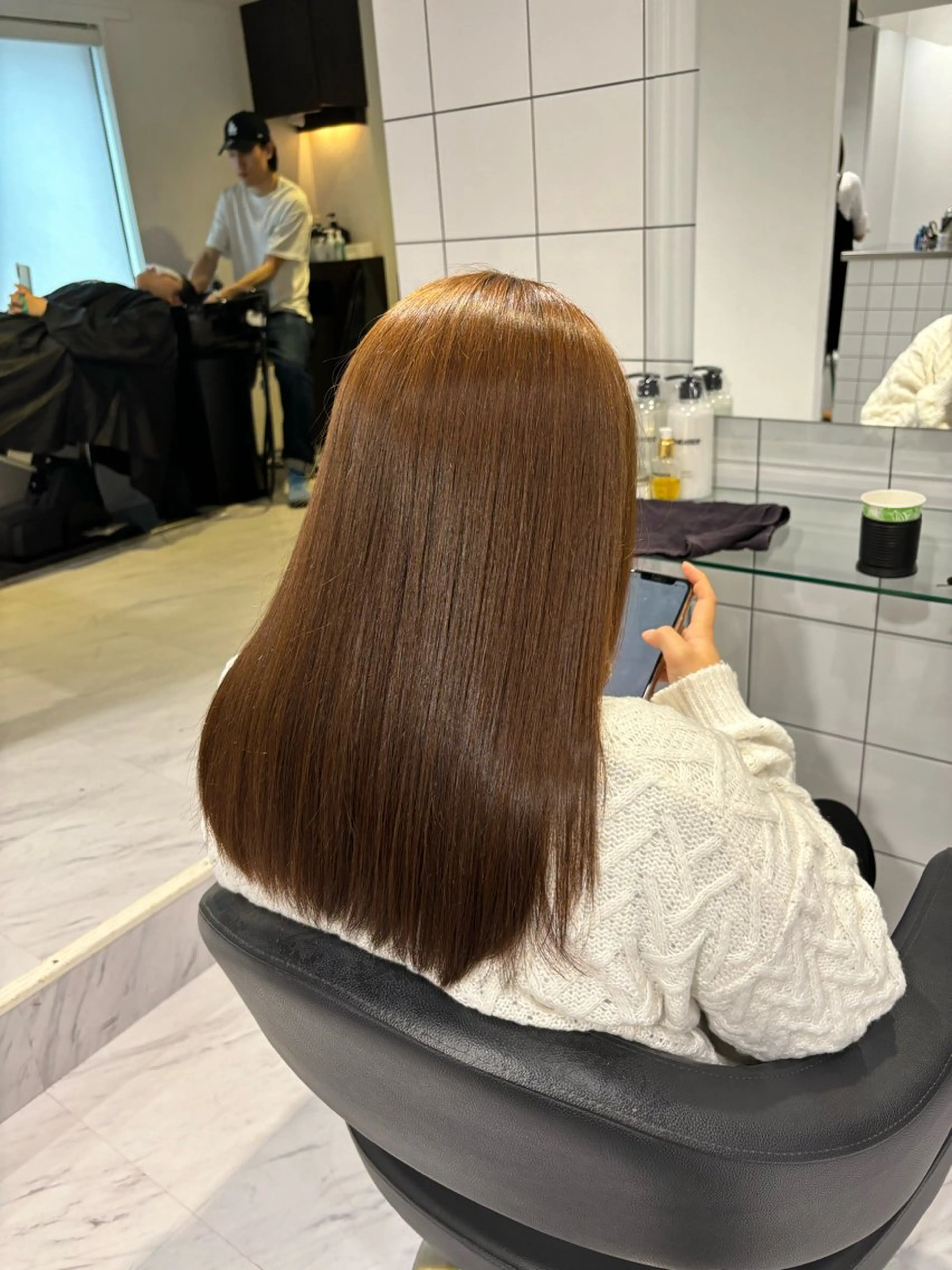 セミロング カラー 透明感カラー 髪質改善 ヘアカラー トリートメント ヘッドスパ ヘアセット 表参道♡暗髪♡ 艶カラー♡アユミのヘアスタイル