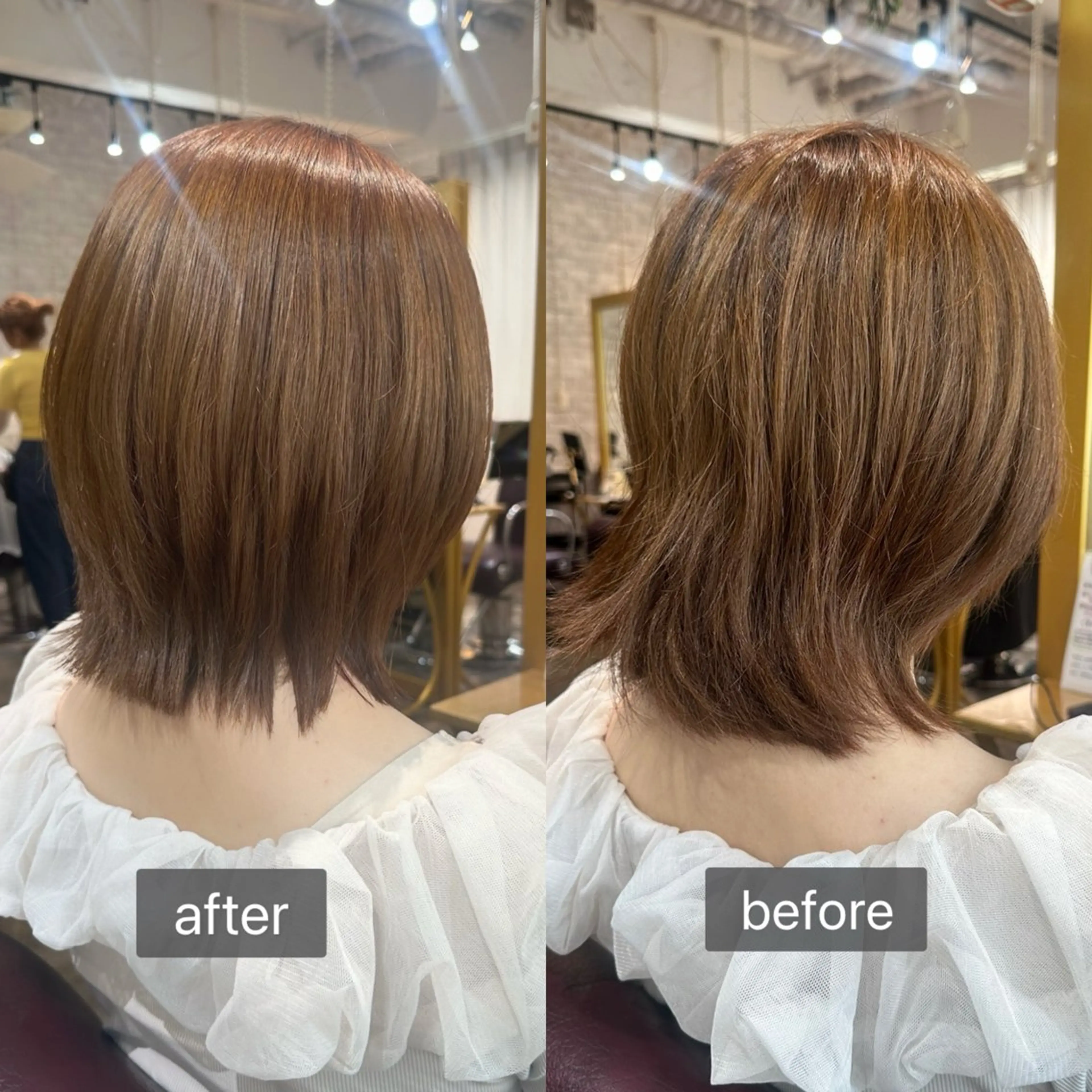 ミディアム くせ毛 髪質改善 縮毛矯正 カット 縮毛矯正 心斎橋/レイヤー/ 艶カラー💖Sakiのヘアスタイル