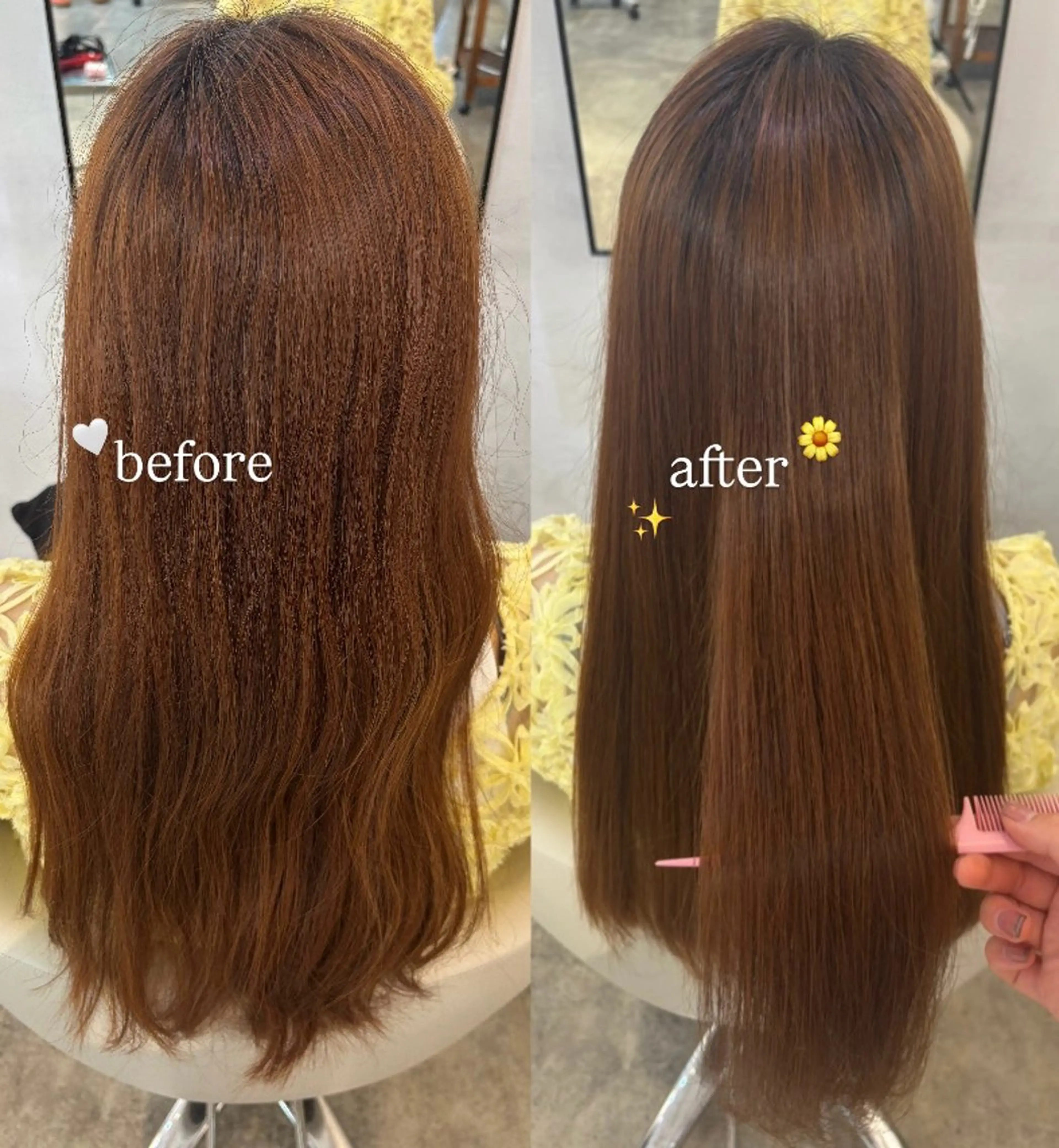 【🥣サラツヤ質感🤎】ノンダメージ縮毛矯正＋シャンプーブローの写真