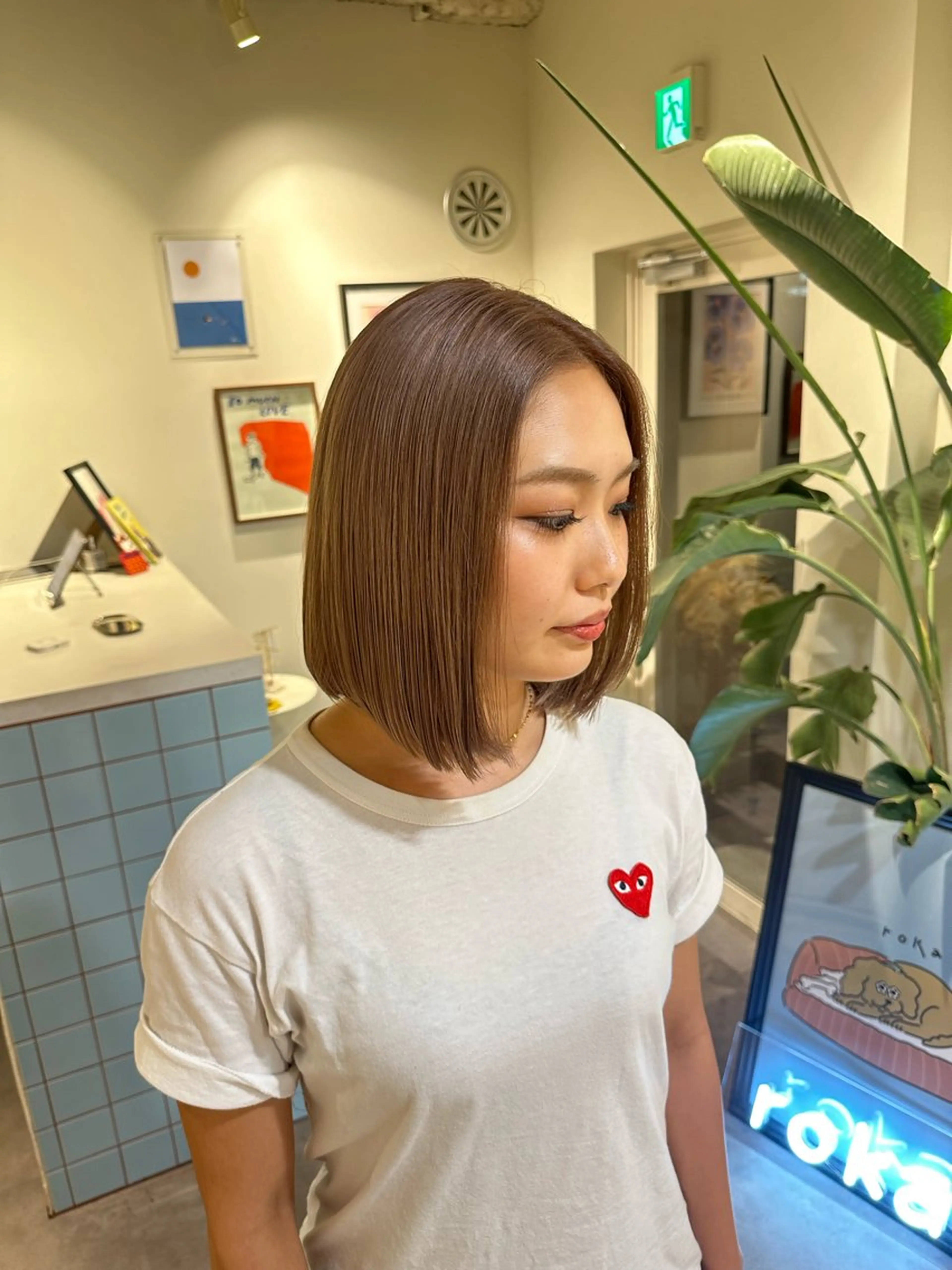 ミディアム カラー ヘアカラー HANAME 原宿美容室のヘアスタイル