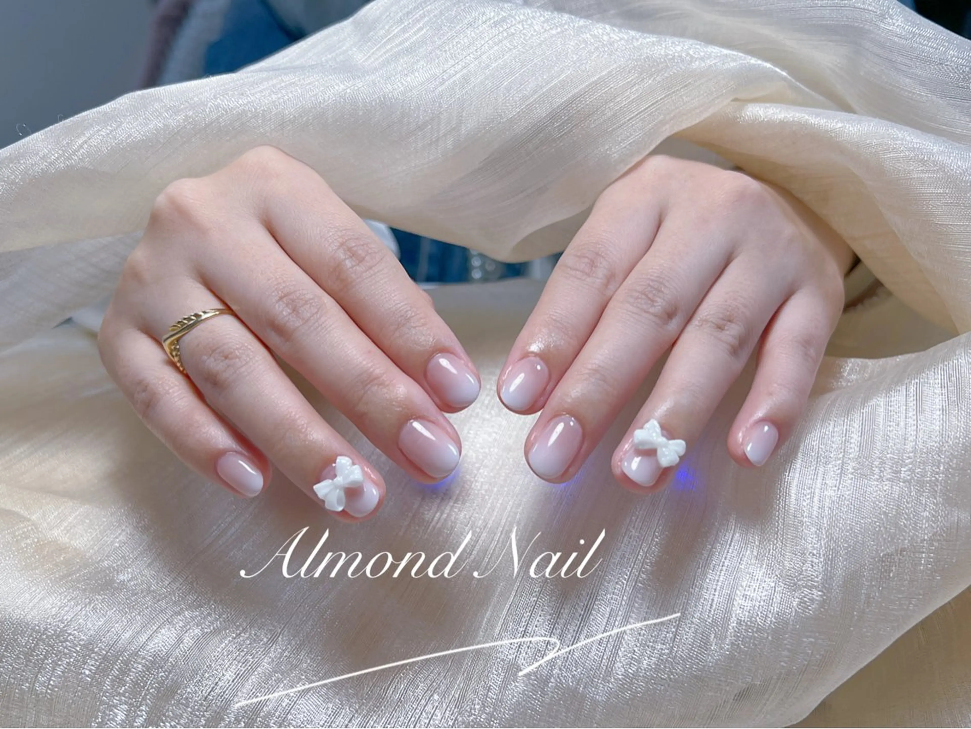 ネイル 長さ出し フラッシュネイル フットネイル フレンチネイル ジェルネイル Almond Nail 亀戸のネイルデザイン