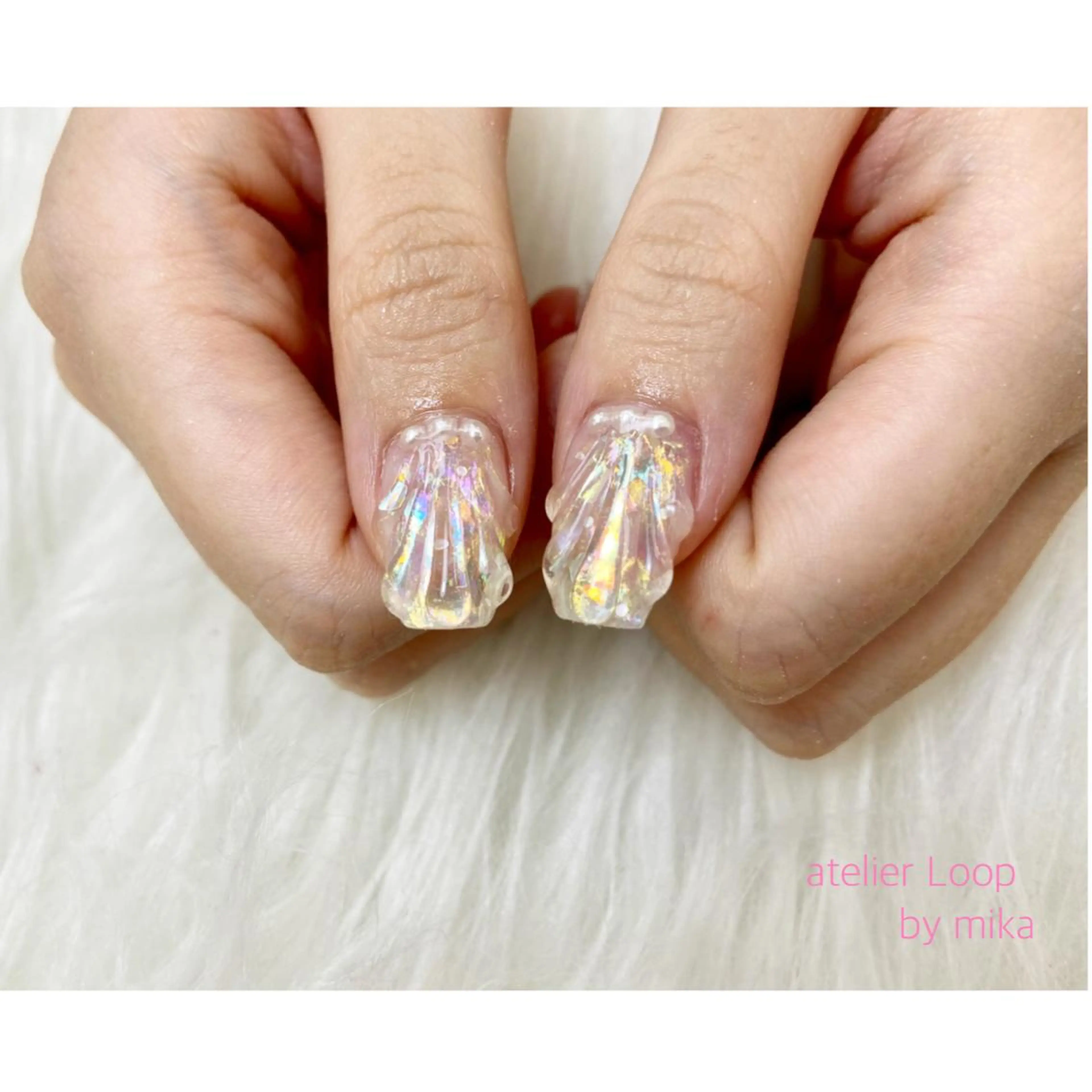 ネイル クリアネイル ラメ(グリッター) 夏ネイル atelier Loop♪MIKAのネイルデザイン