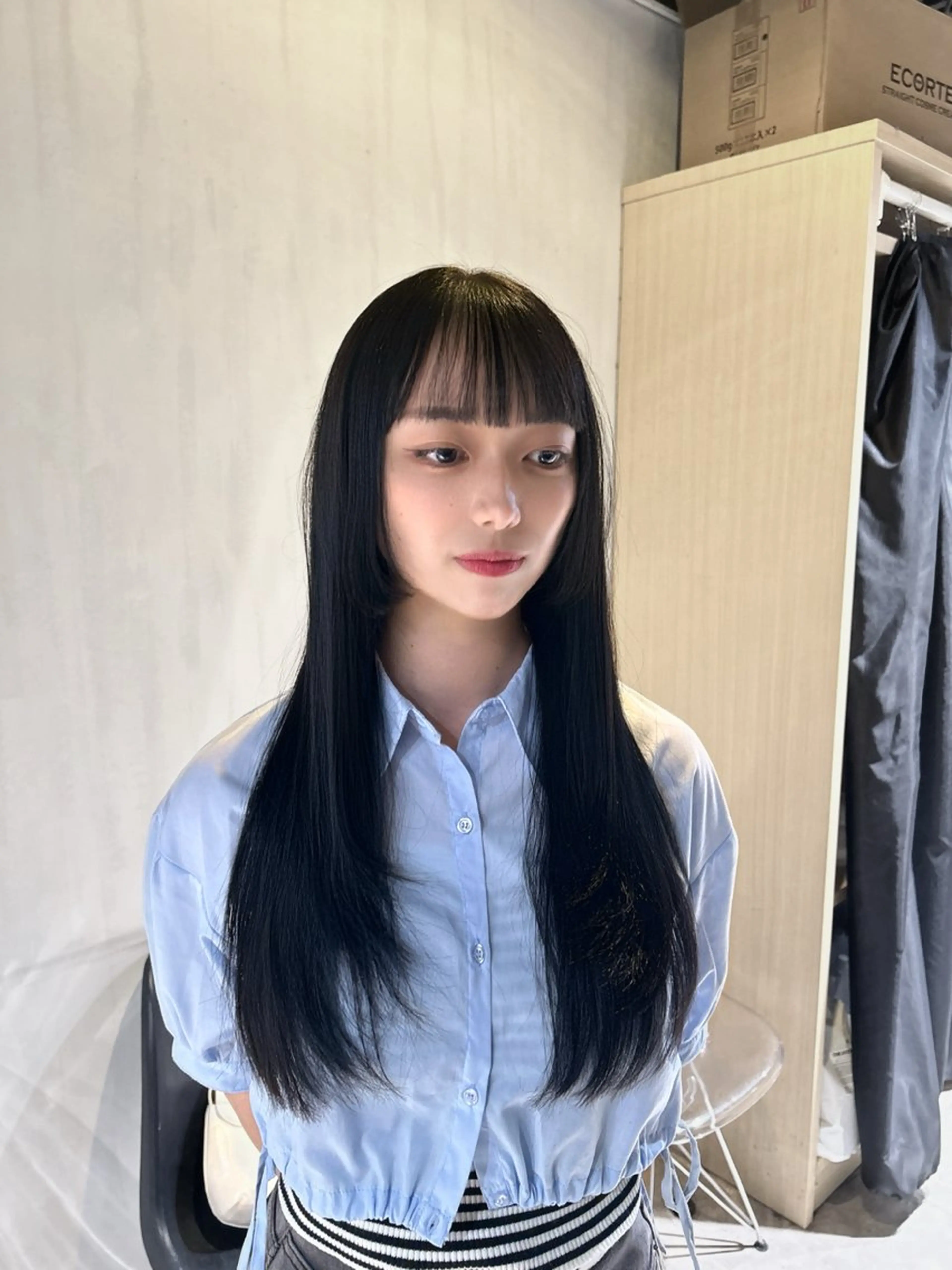 ロング 韓国風カラー 姫カット 韓国風ヘア レイヤーカット ワンホンレイヤー MEI🎀垢抜けカラ ー🎀韓国styleのヘアスタイル