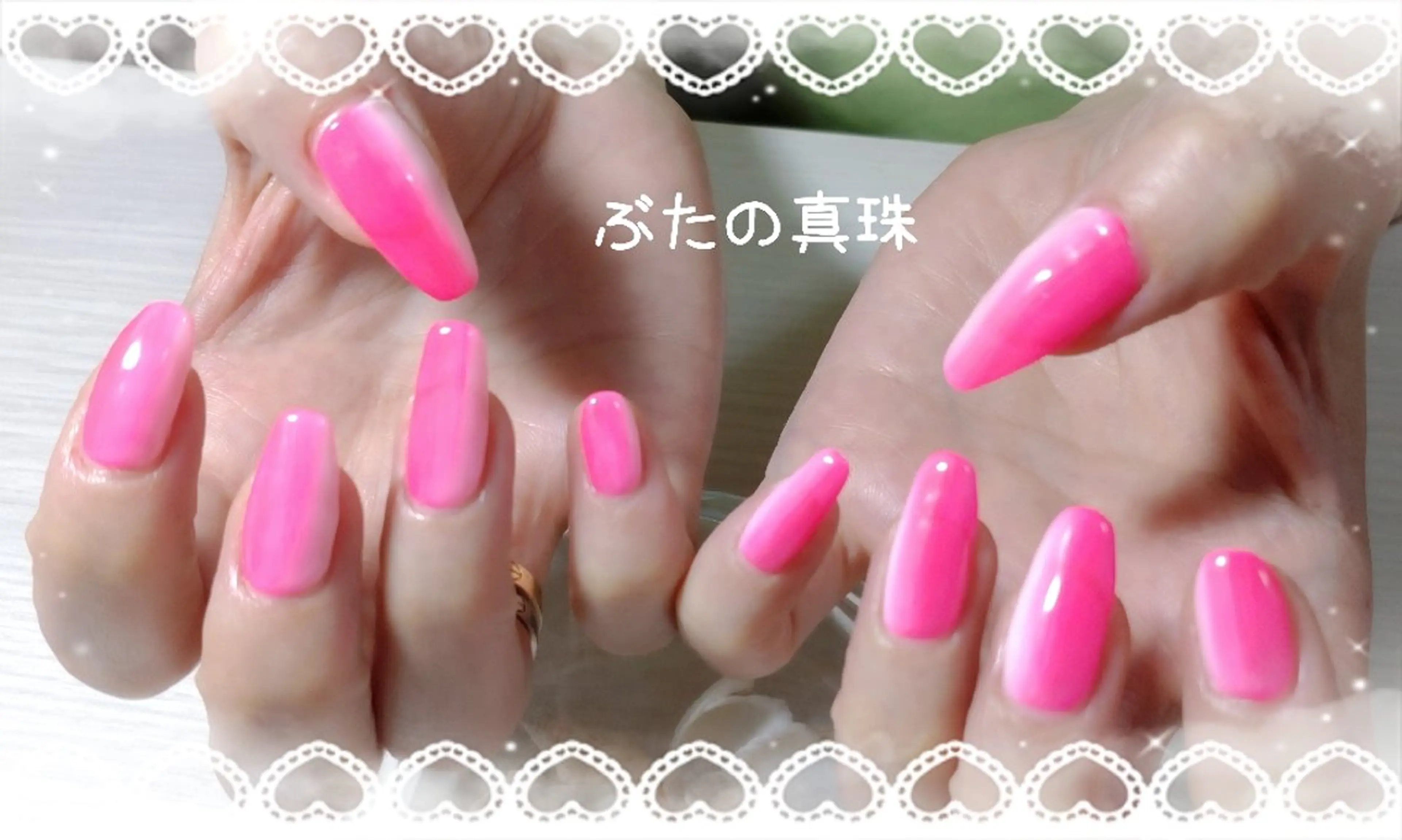 ネイル グラデーション ピンク ホワイト ハンドネイル 林 珠里のネイルデザイン