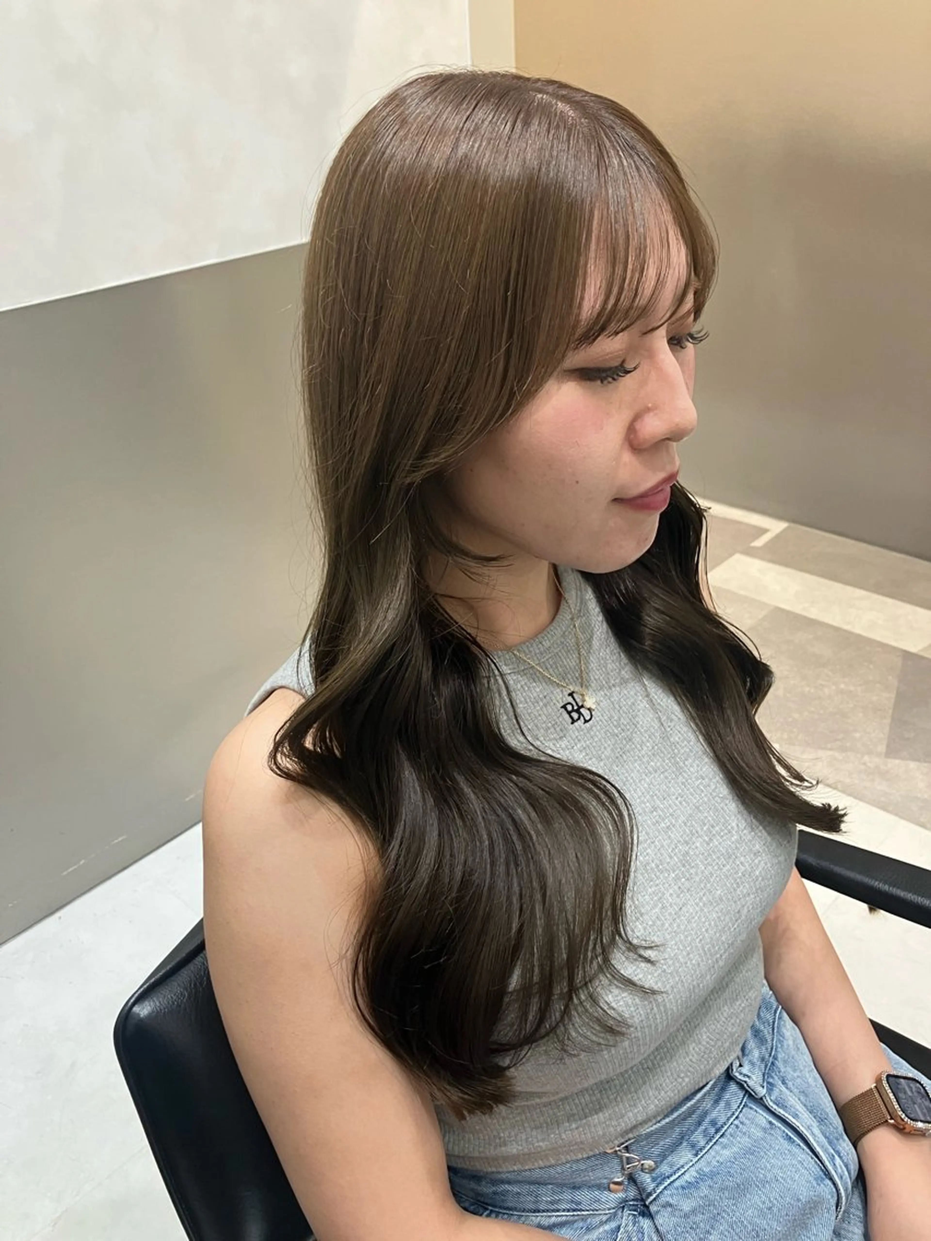 ロング カラー カット ヘアカラー トリートメント 💖ブリーチなし透明 感💖ASAHIのヘアスタイル