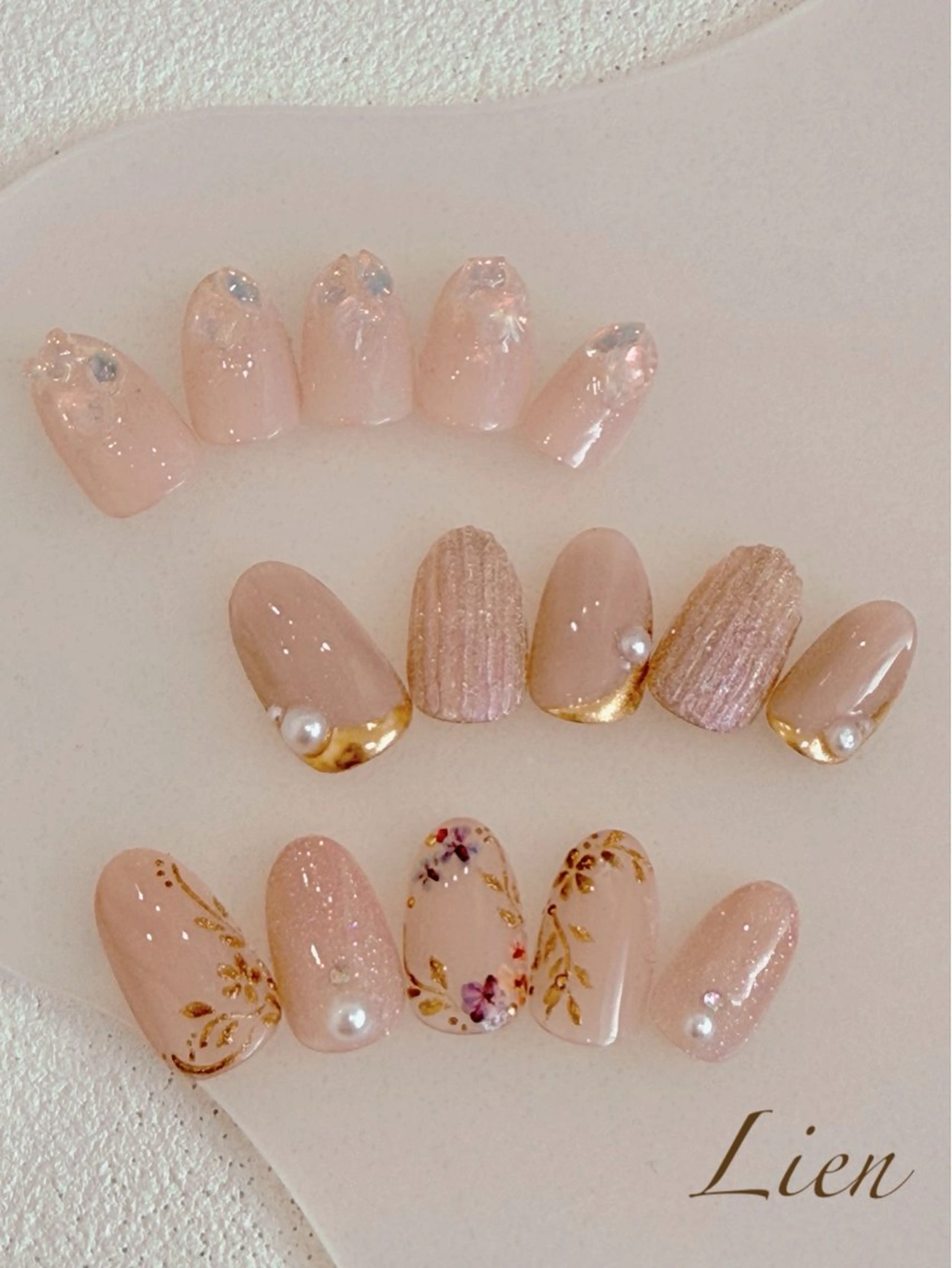 ネイル 長さ出し フットネイル フレンチネイル ジェルネイル ガラスフレンチ ハンドネイル Lien（リアン） 銀座駅6分のネイルデザイン