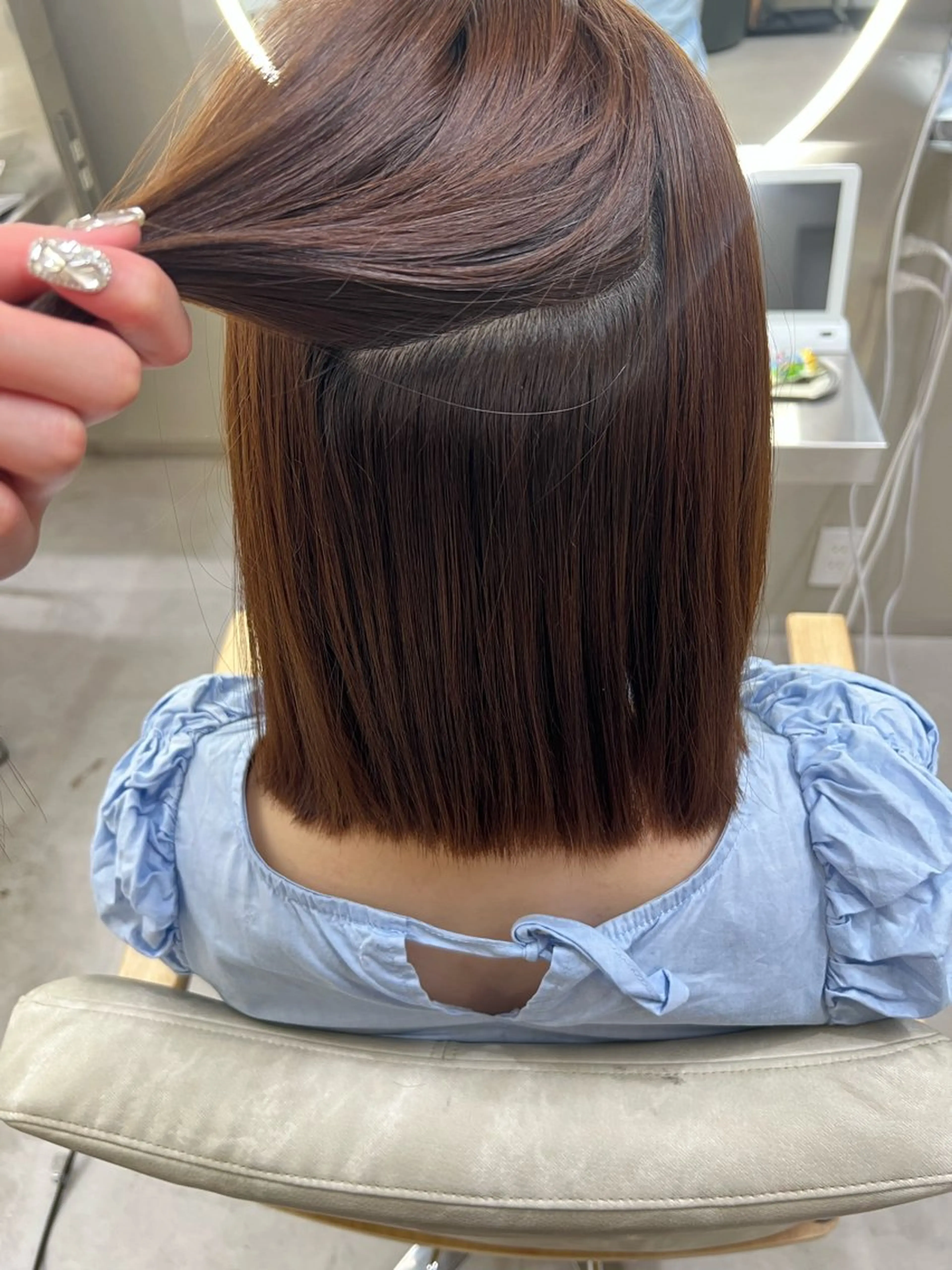 ミディアム 縮毛矯正 艶カラー♡ ゆうかのヘアスタイル