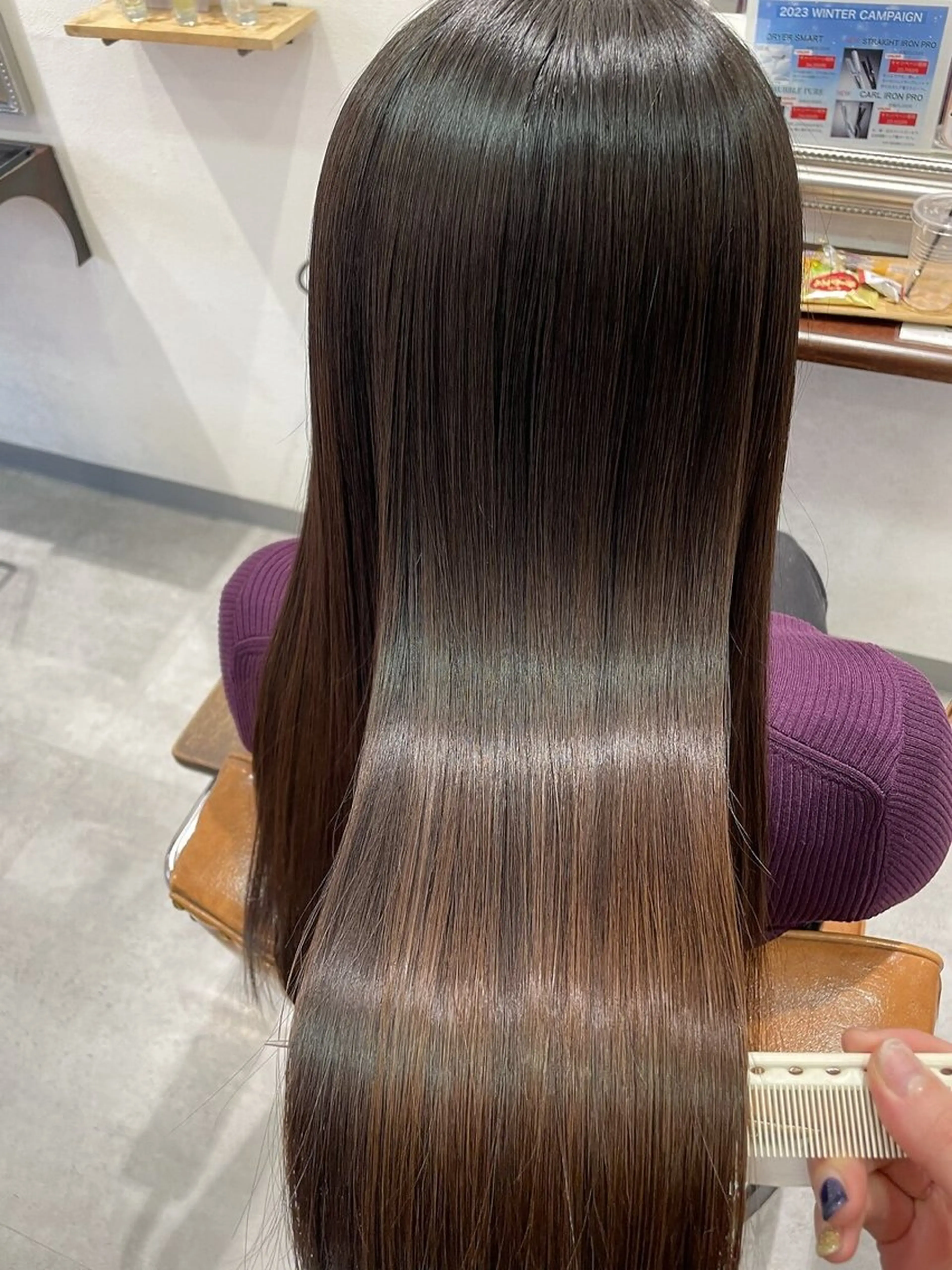 ロング カラー 髪質改善 縮毛矯正 トリートメント 髪質改善アンジュール かのんのヘアスタイル