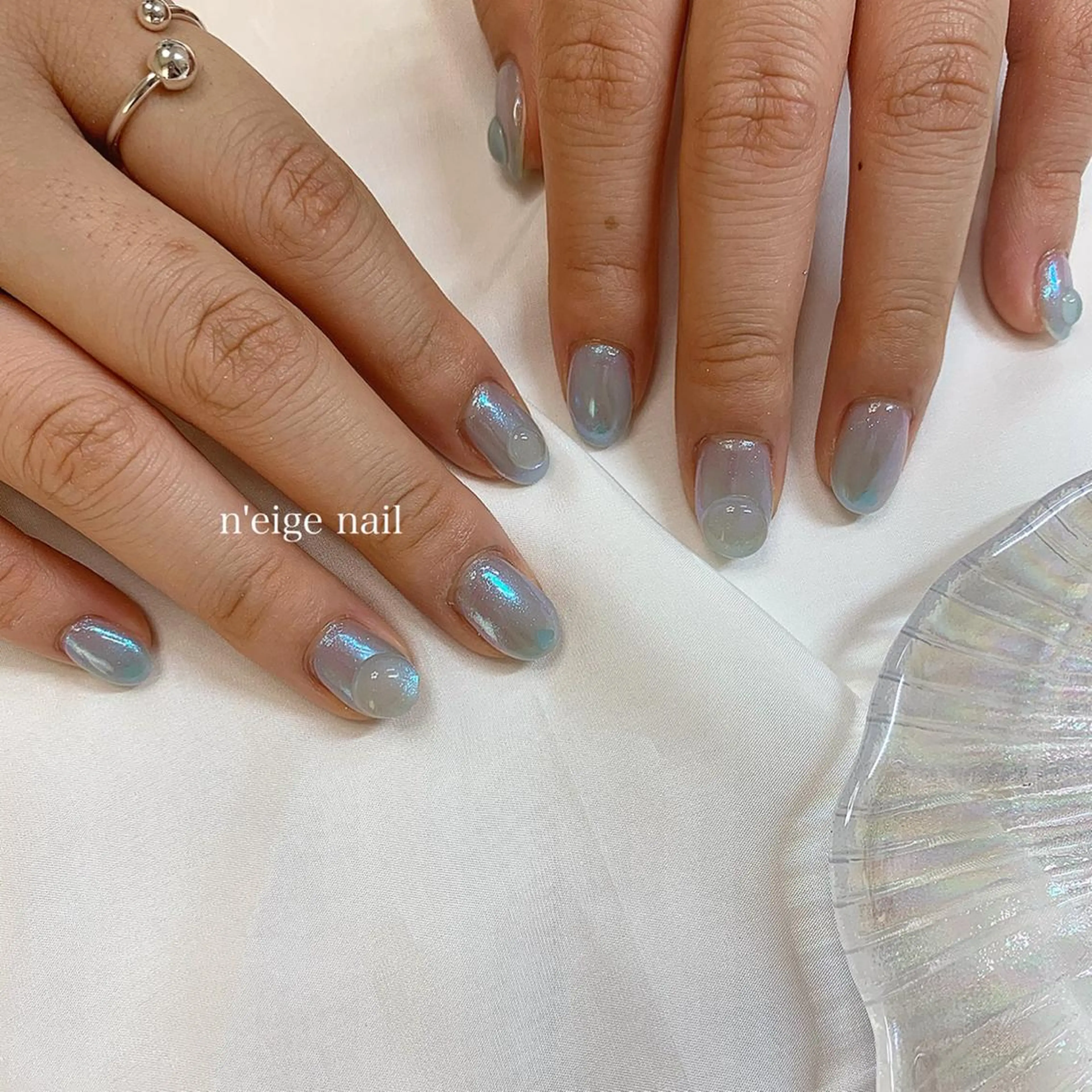 ネイル アートネイル ハート キラキラネイル 韓国ネイル ニュアンスネイル n'eige nail所属・大谷 綾香のネイルデザイン