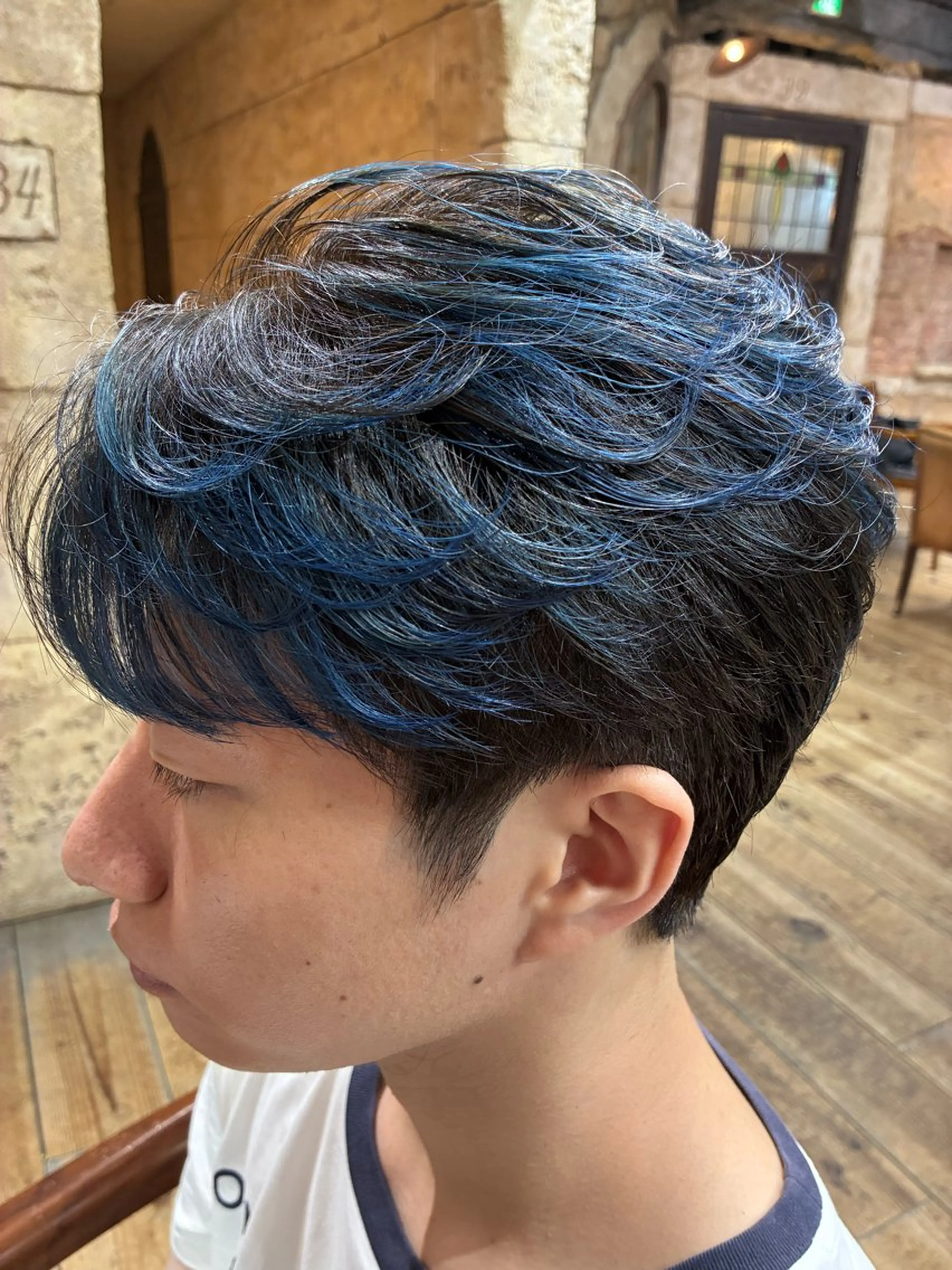 カラー メンズ メンズブリーチ ブリーチ ブルーカラー +~ing （カライング）所属・メンズカット/パーマ 酒井勘汰のヘアスタイル