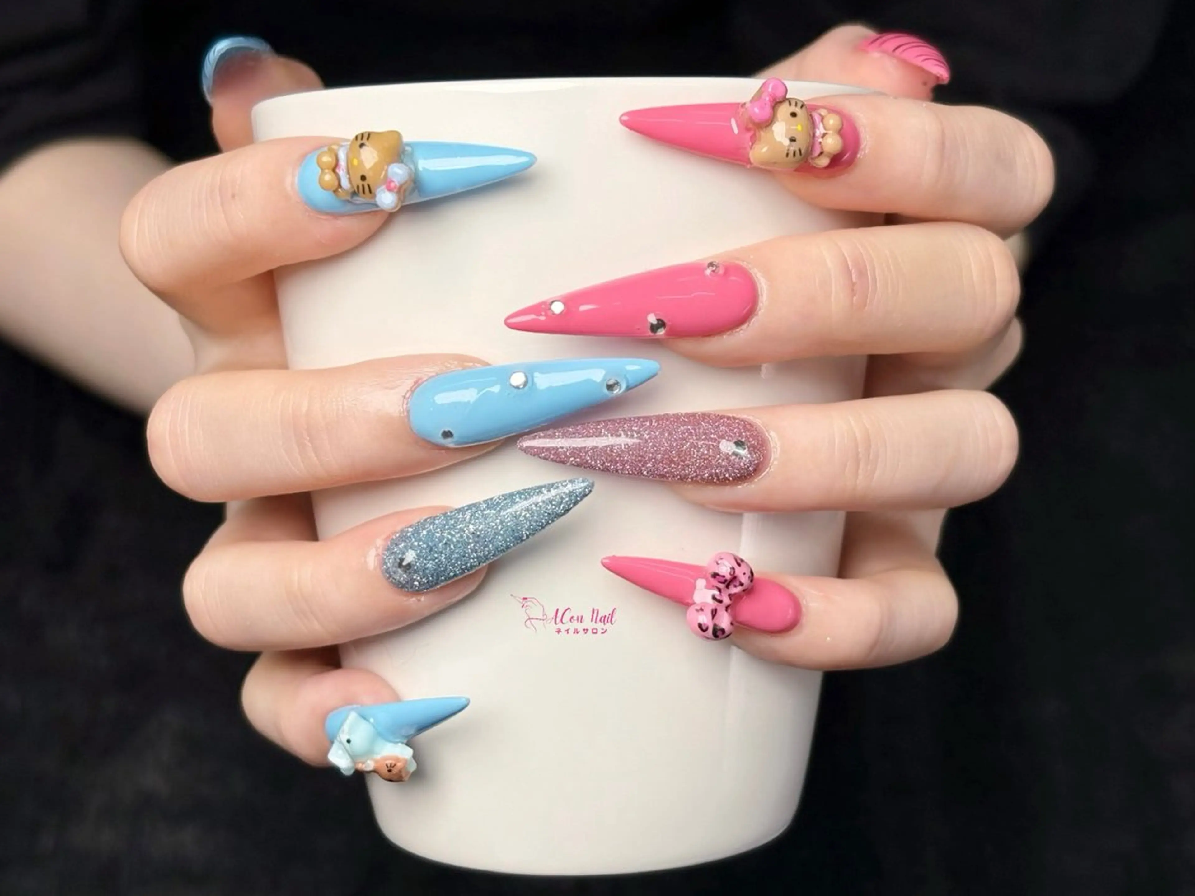 ネイル 桜ネイル 長さ出し フラワーネイル フレンチネイル ジェルネイル ハンドネイル ACon NailSalonのネイルデザイン