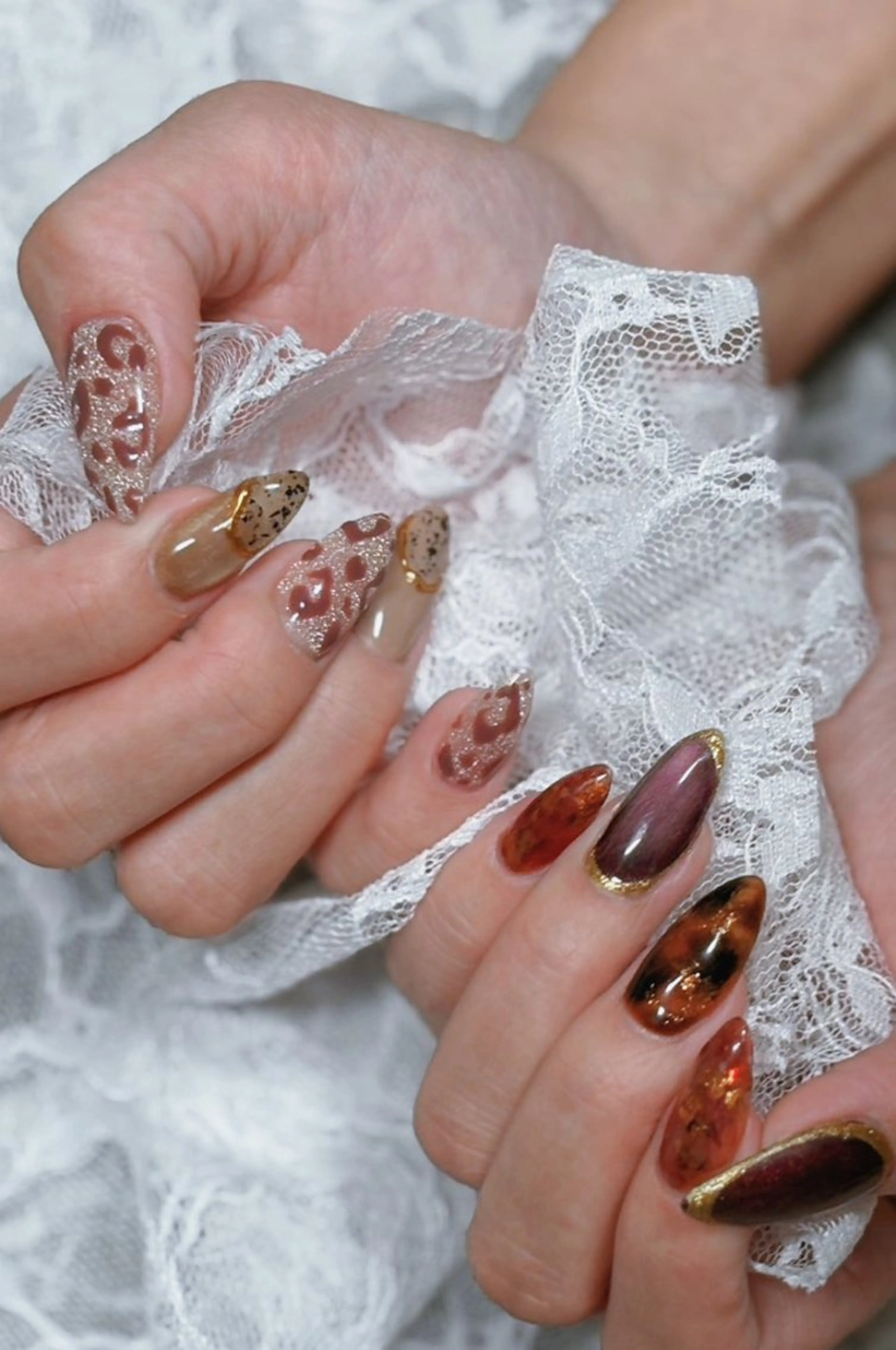 ネイル アニマル柄 べっ甲ネイル フラッシュネイル マグネットネイル ニュアンスネイル 自宅サロン mArsのネイルデザイン